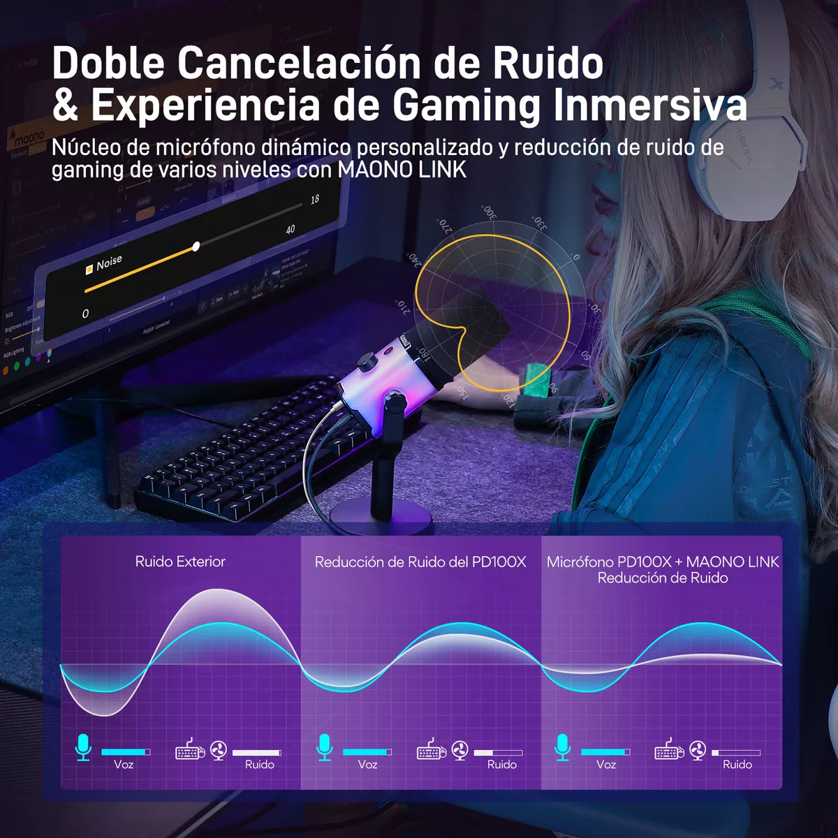 Microfono Dynamic Pd100x Rgb Xlr/usb Gamer Podcast Color Negro