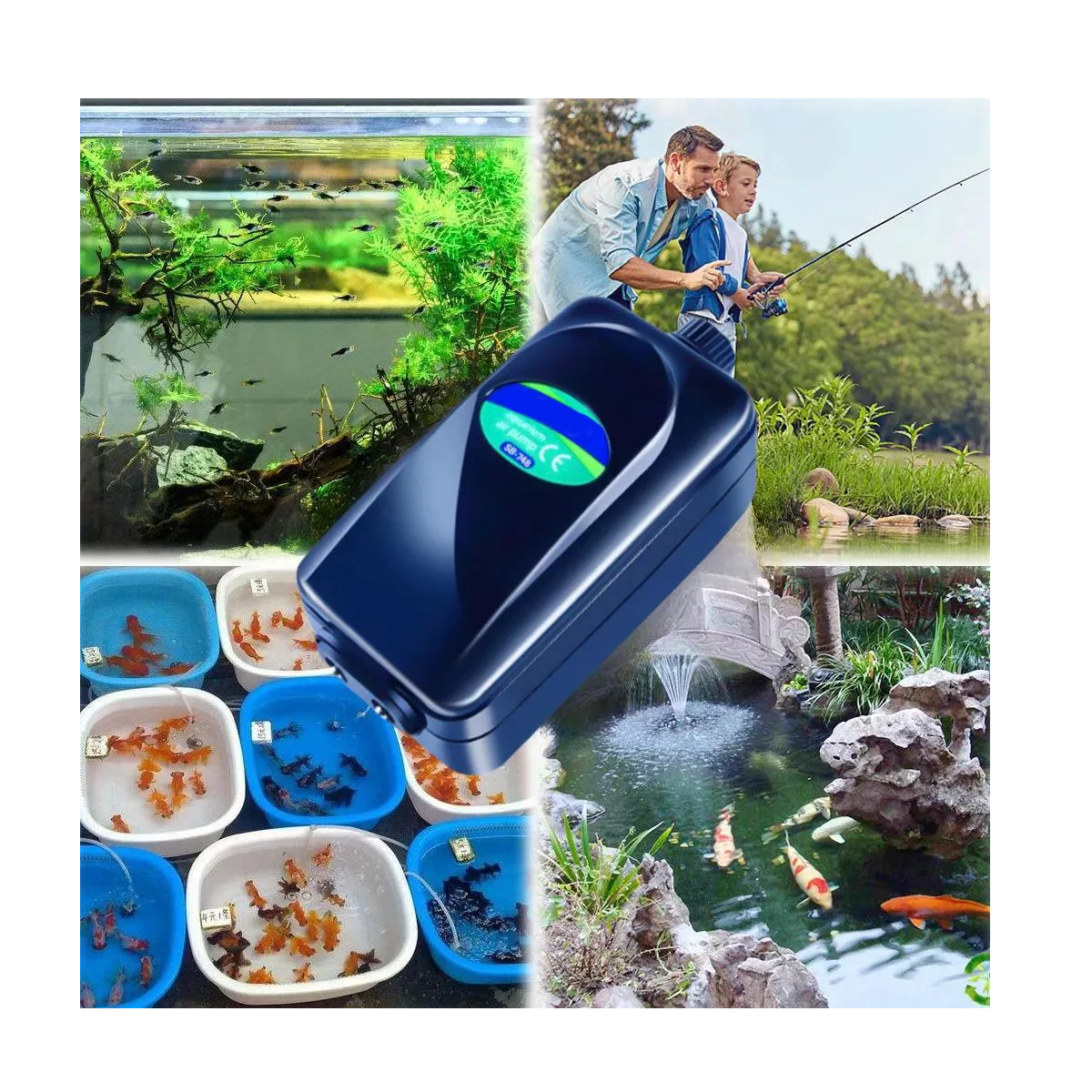 Bomba Aire Para Acuario Pecera Oxigenador 2 Salidas 2*3.5l/m