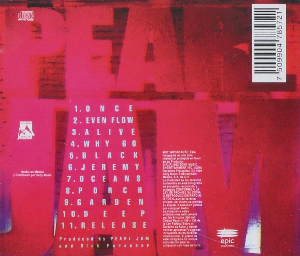 Pearl Jam - Ten - Disco Cd - Nuevo 11 Canciones