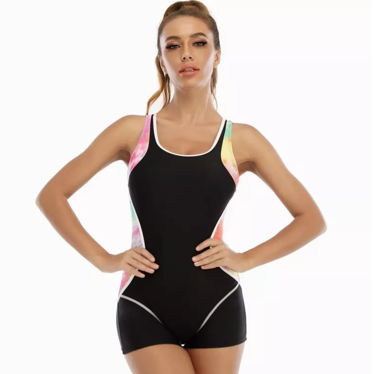 Traje De Baño Enterizo Deportivo Para Mujer Negro Talla M