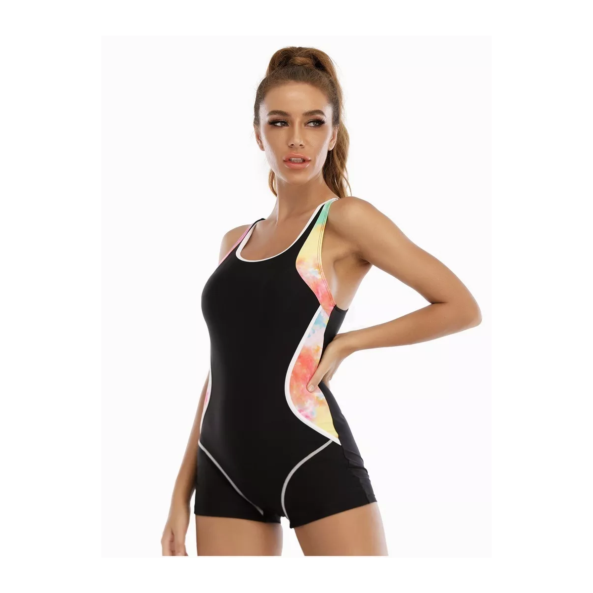 Traje De Baño Enterizo Deportivo Para Mujer Negro Talla M