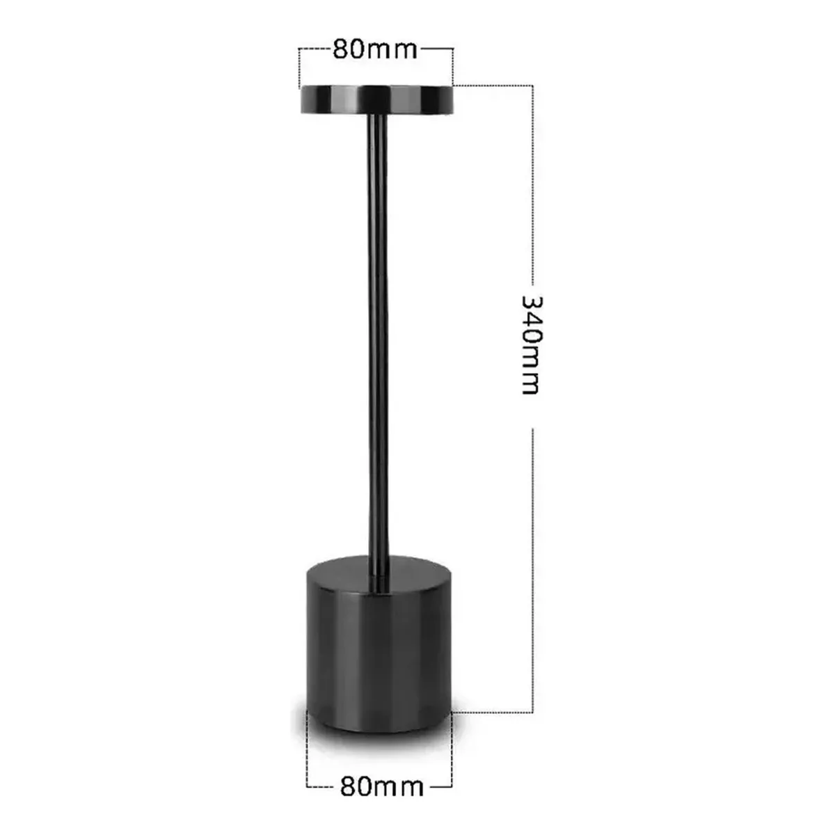 Lámpara De Mesa Recargable, Lámpara Inalámbrica Color Negro