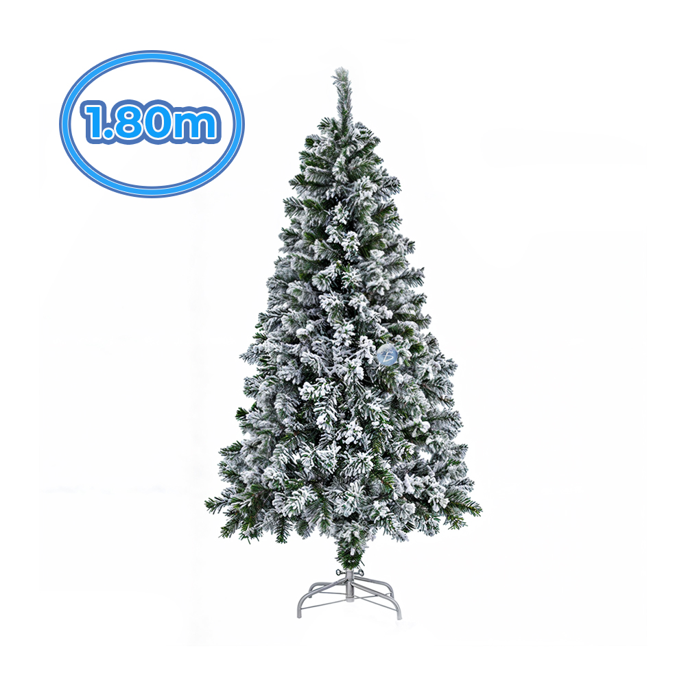 Árbol de Navidad Artificial 1.80 mts de alto Verde Nevado con Base Metálica