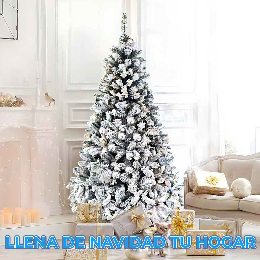 Árbol de Navidad Marca  Ele Gate la mejor 2.10 mts de altura  Verde Nevado Calidad  Premium 