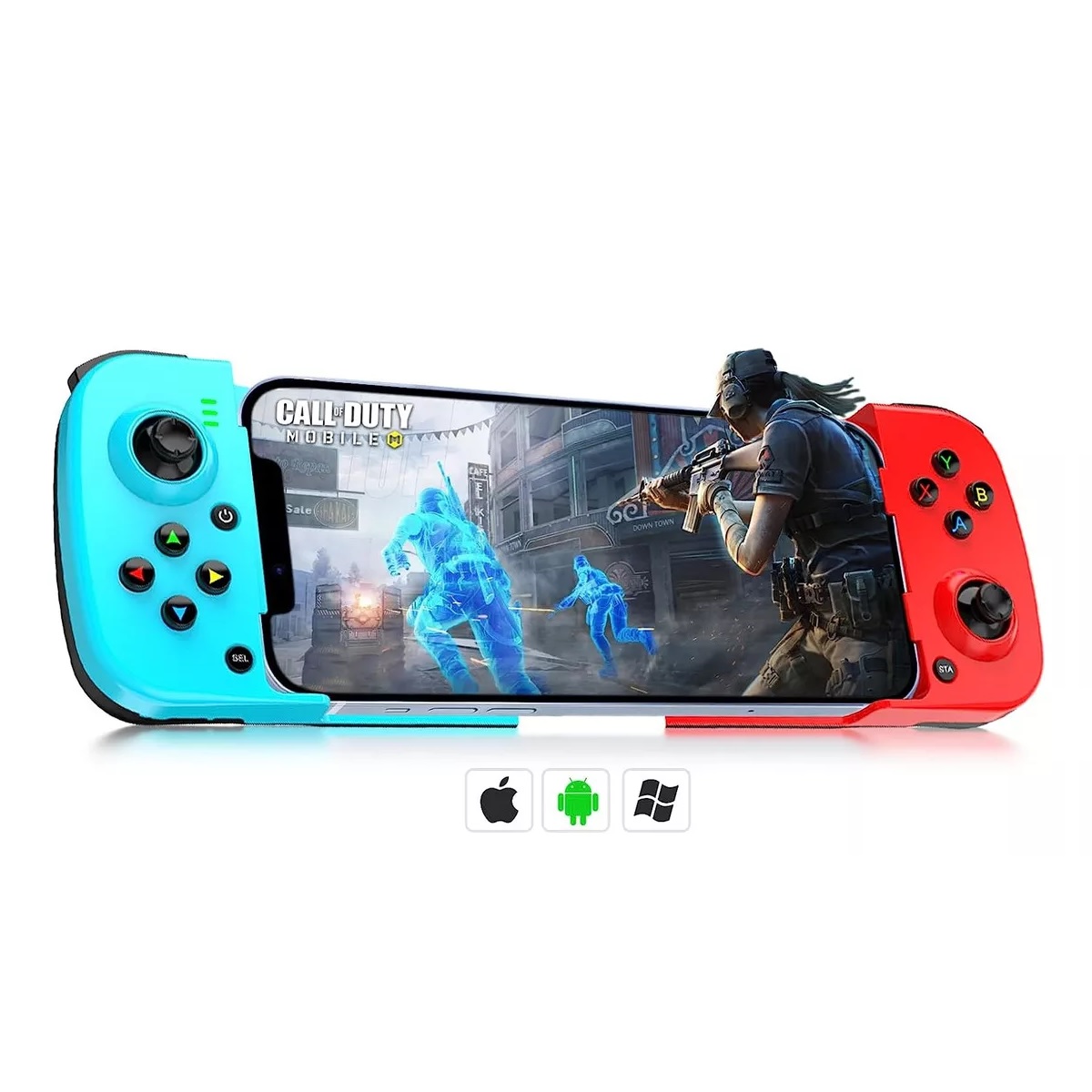Controlador de Juegos Estirable Gamepad de Teléfono Móvil Bluetooth 5.0 Blue/Red
