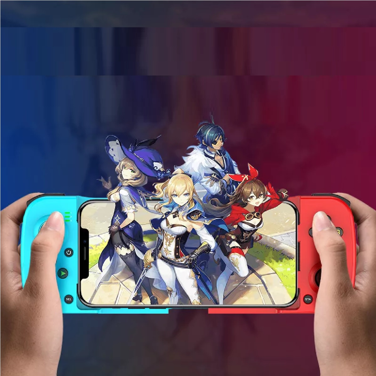 Controlador de Juegos Estirable Gamepad de Teléfono Móvil Bluetooth 5.0 Blue/Red