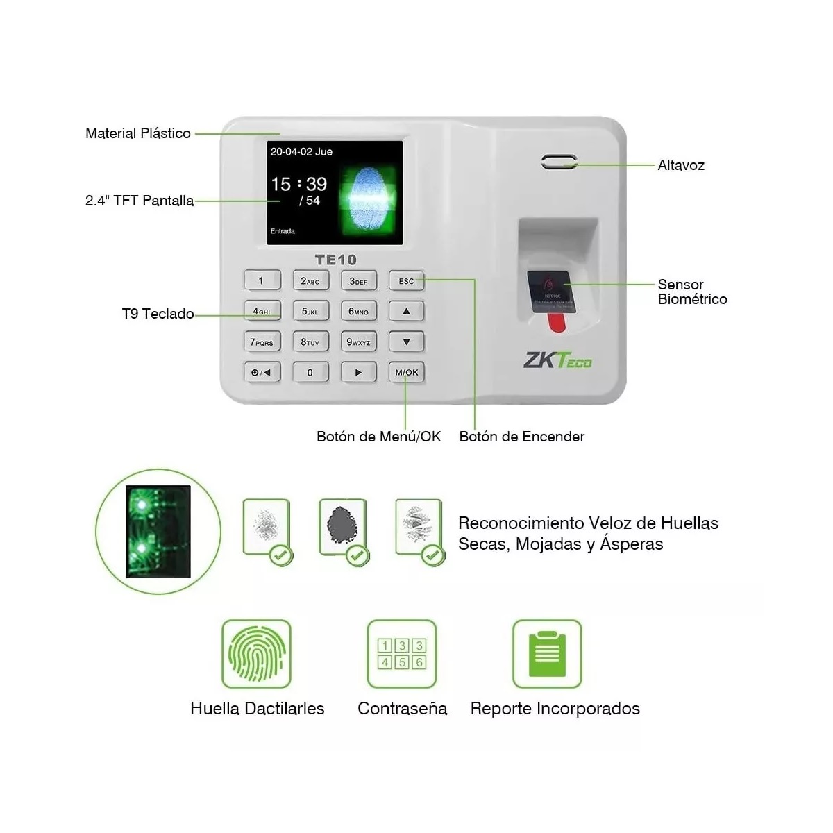 Checador De Huella Digital Reportes En Excel Usb