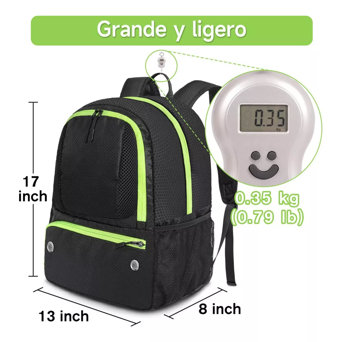 Mochila Deportiva Mochila Gym Deportiva 28L, Negra Lisa