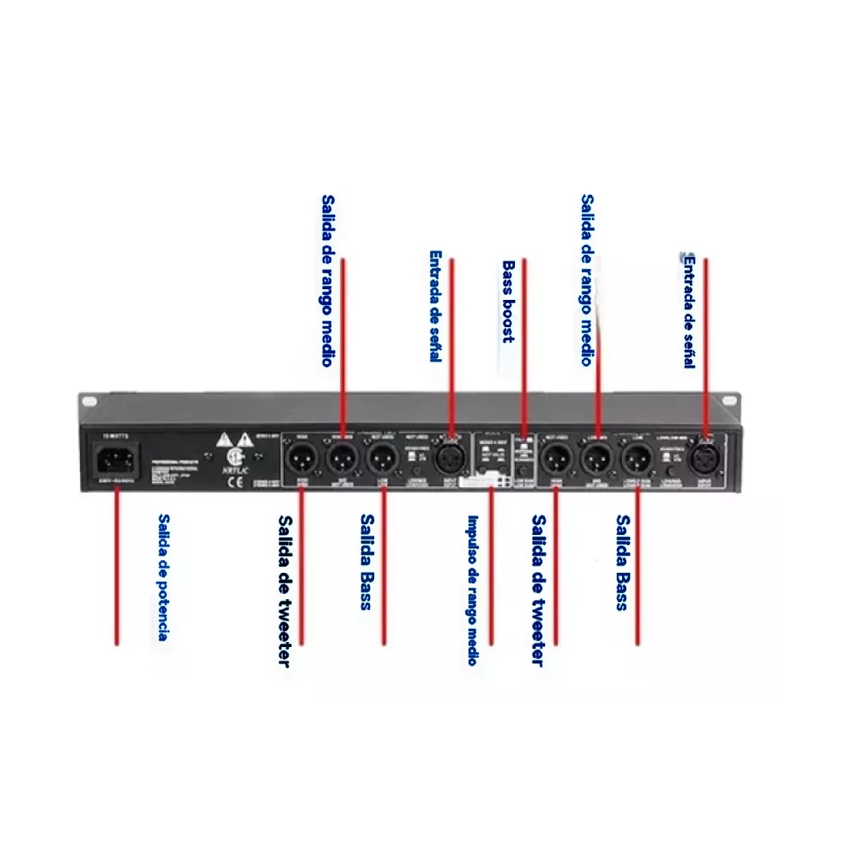 234xs Crossover Audio Profesional 3 Vías Divisor Frecuencia