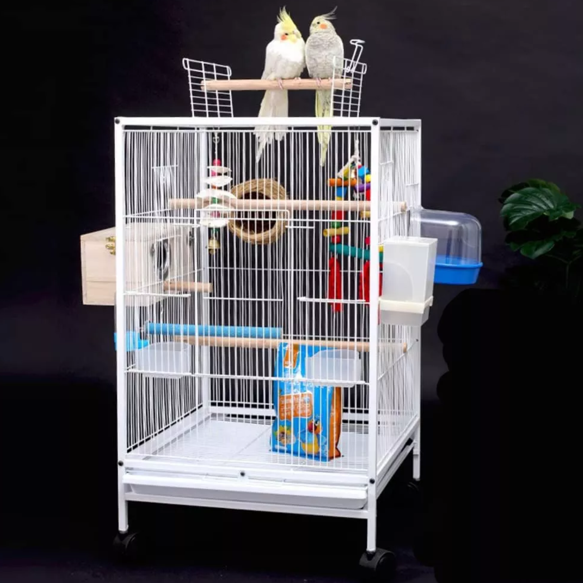 Jaula Para Pájaro Aves Canario Perico Australianos Loro Nido Blanco
