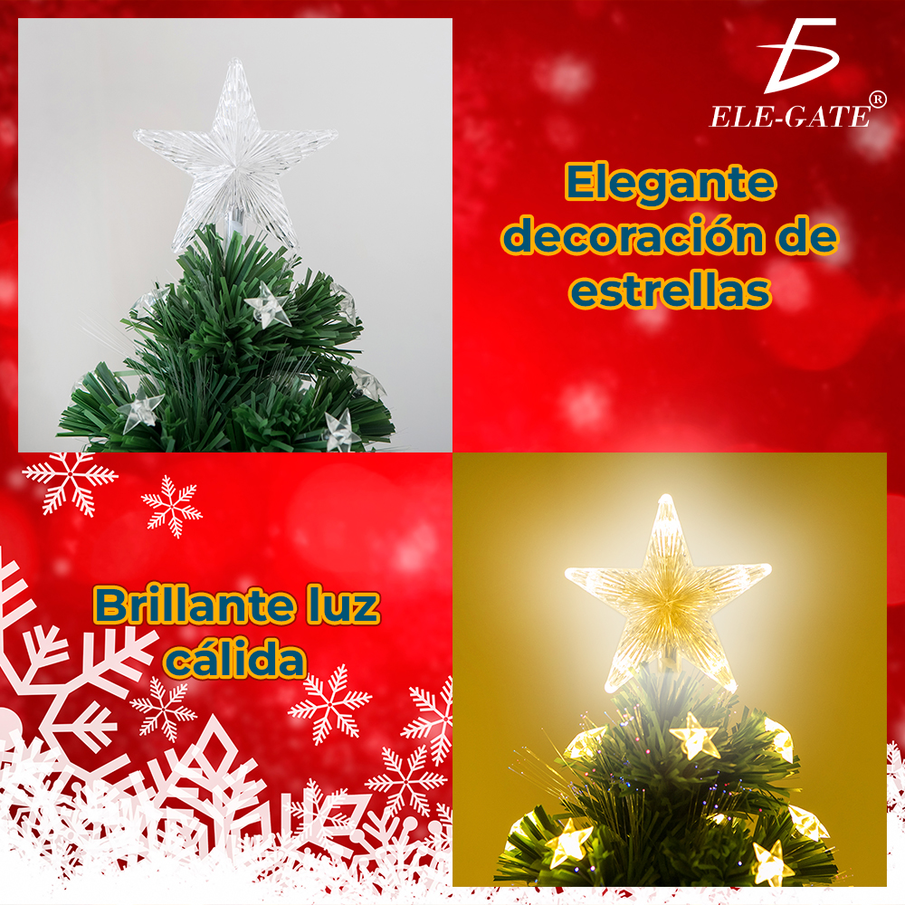 Árbol de Navidad  Luces de Estrella y Pico de Estrella Integradas Soporte  Metal 1.80mts