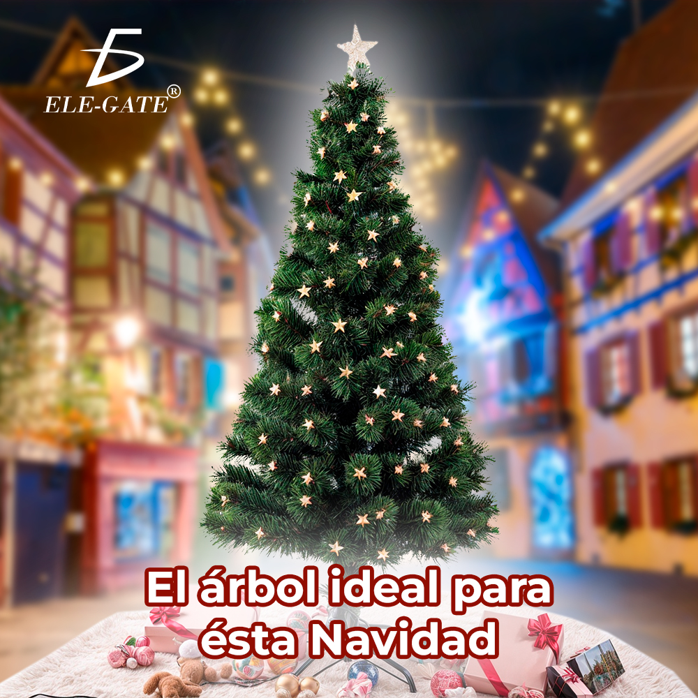 Árbol de Navidad  Luces de Estrella y Pico de Estrella Integradas Soporte  Metal 1.80mts
