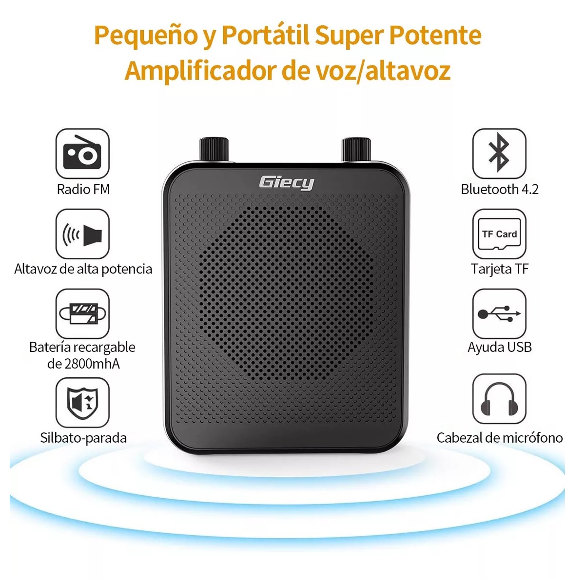 Amplificador De Voz Portátil Recargable Audio Bluetooth