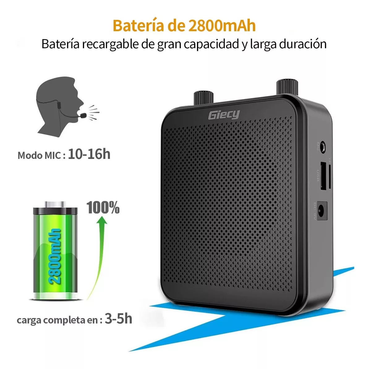 Amplificador De Voz Portátil Recargable Audio Bluetooth