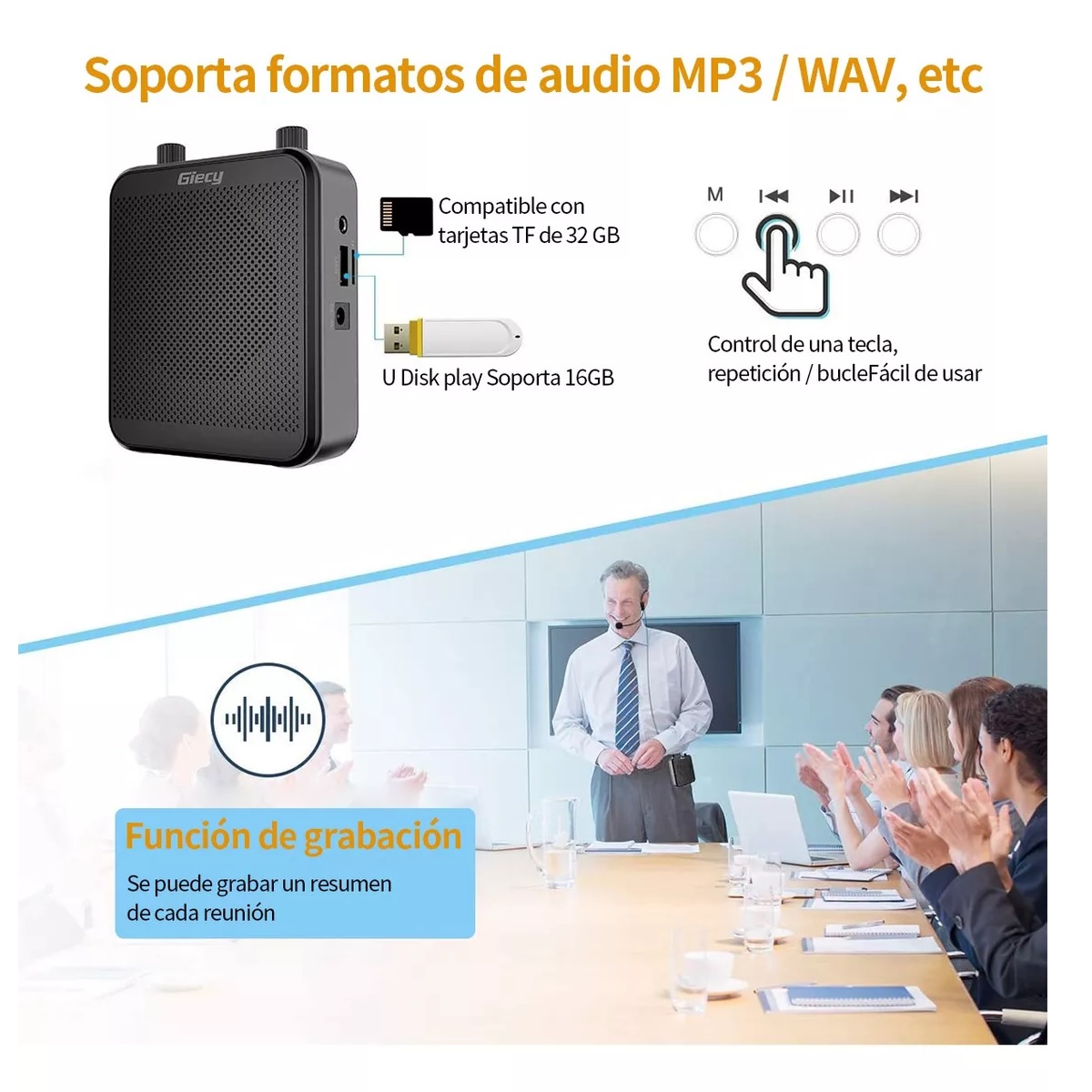 Amplificador De Voz Portátil Recargable Audio Bluetooth