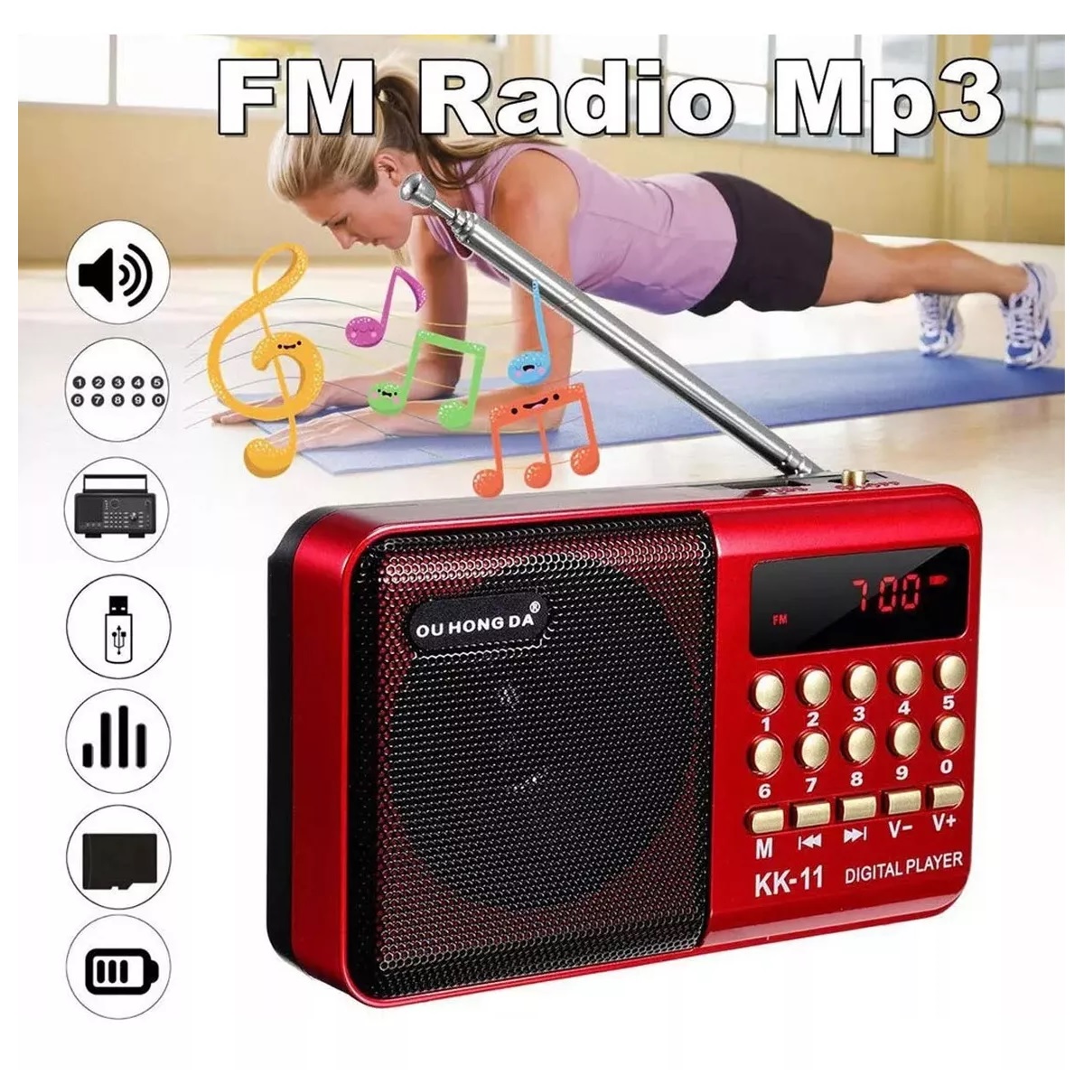 Radio Fm Am Sw Portátil Grabadora Reproductor Mp3