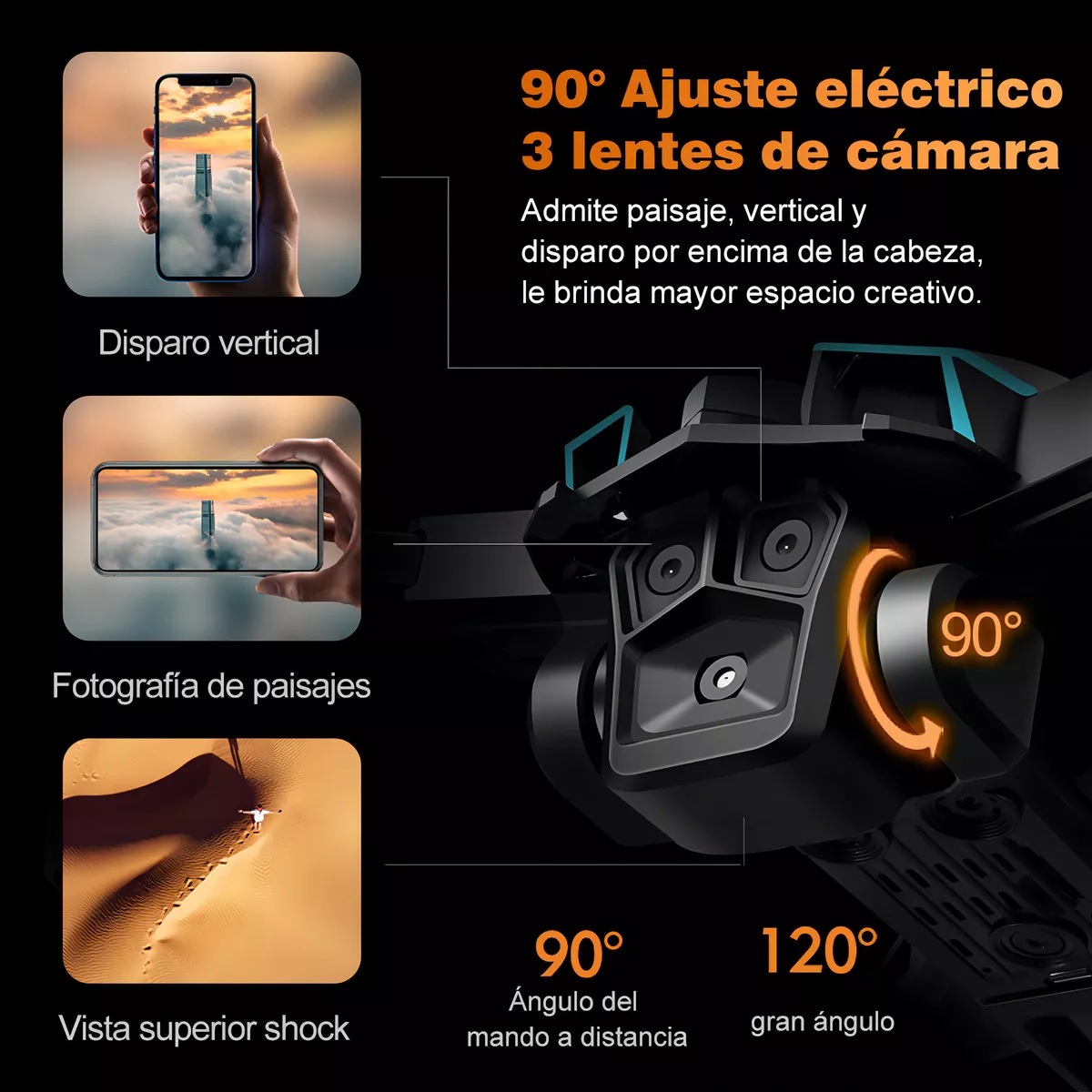 Drone Zll K12max Con Dual Cámara 8k Negro 2.4ghz 3 Batería