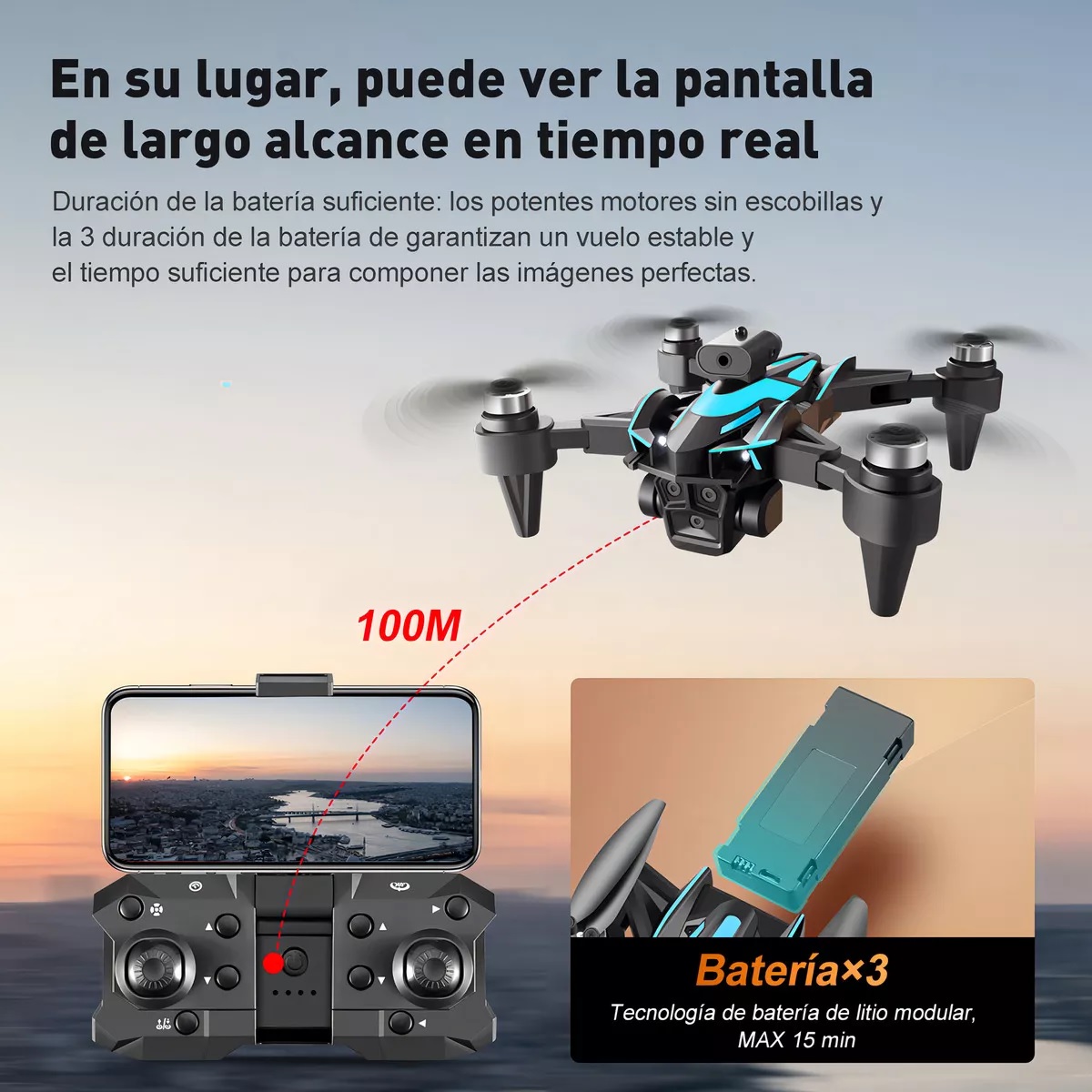 Drone Zll K12max Con Dual Cámara 8k Negro 2.4ghz 3 Batería