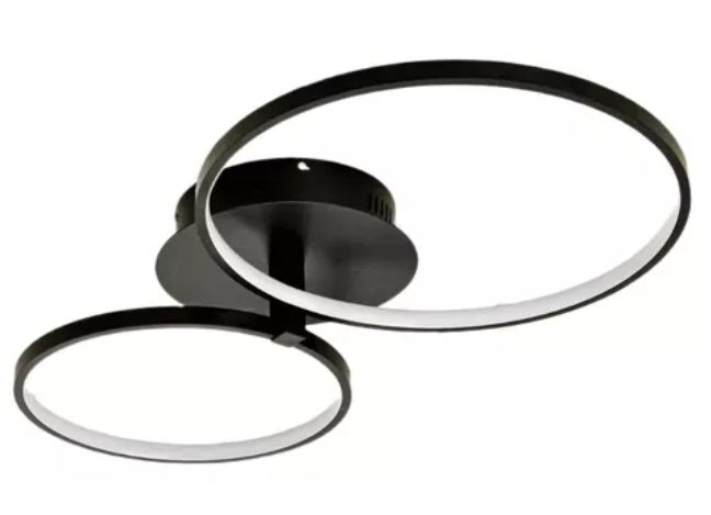 Candil De Led 2 Aros Modernista Para Techo Leon Negro