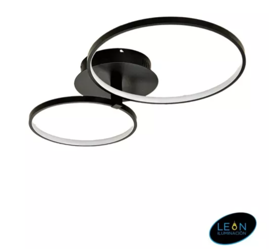 Candil De Led 2 Aros Modernista Para Techo Leon Negro