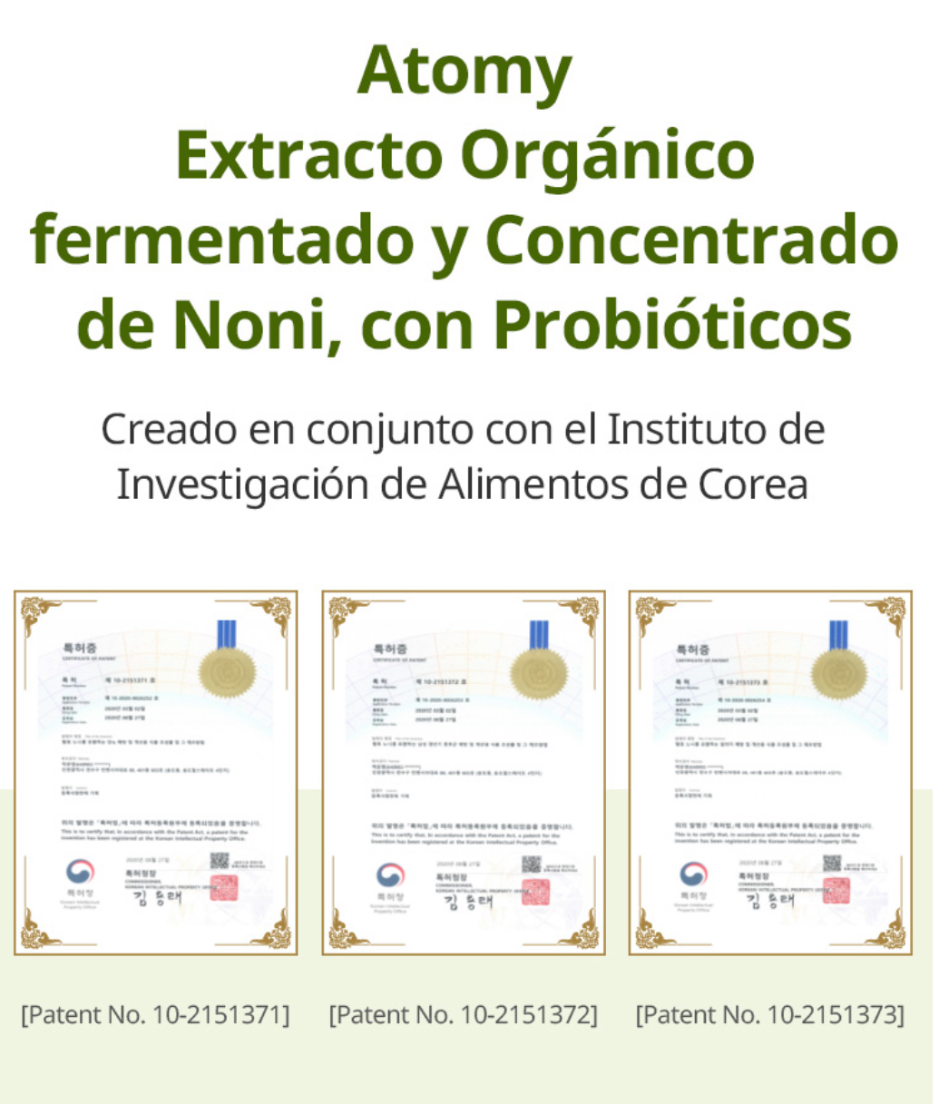 ATOMY NONI Extracto Orgánico fermentado y Concentrado de Noni, con Probióticos Creado en conjunto con el Instituto de Investigación de Alimentos de Corea 100% ORIGINAL COREANO