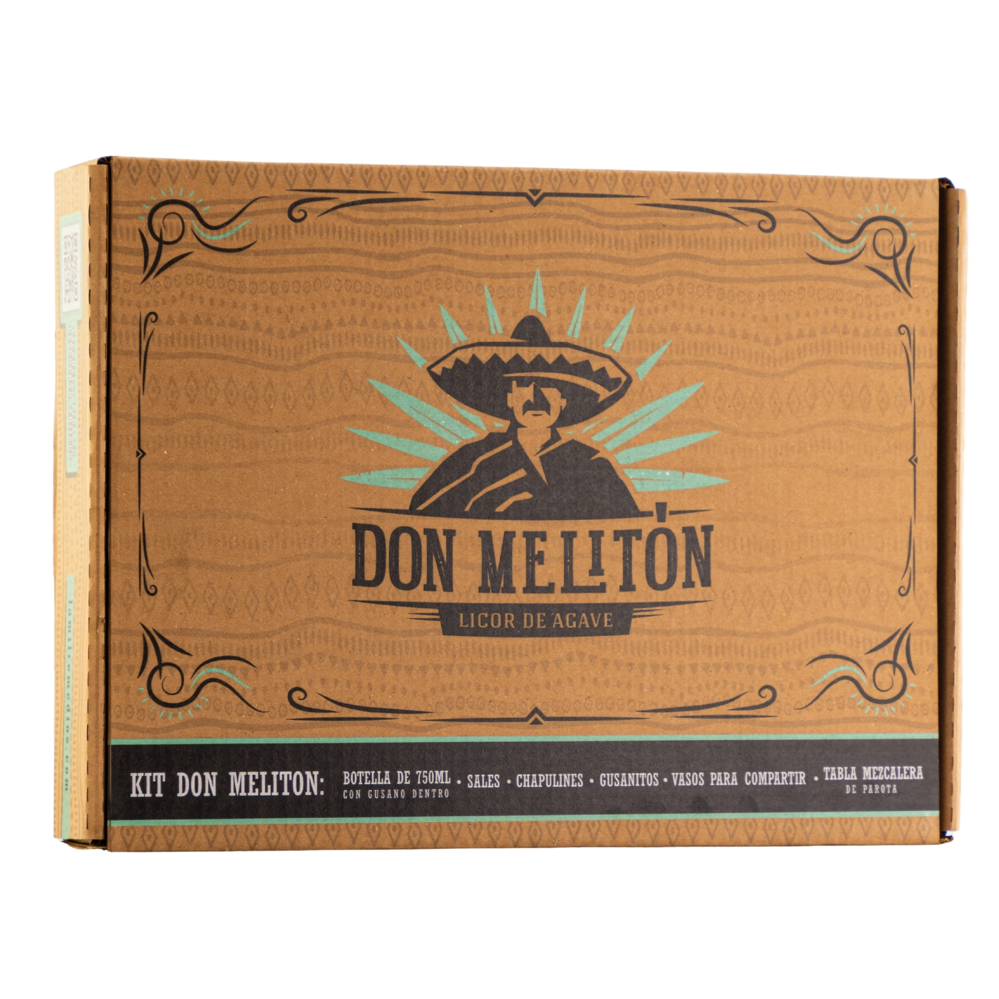 Kit Tabla Licor Don Melitón Con Gusano E.E. 750 Ml
