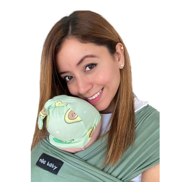  Mãe Baby Fular Ergonómico para Bebé | Portabebé | Fular Elástico | Hasta 10Kg | Baby Wrap | Color Verde Dino