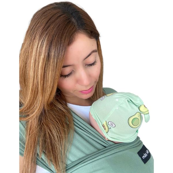  Mãe Baby Fular Ergonómico para Bebé | Portabebé | Fular Elástico | Hasta 10Kg | Baby Wrap | Color Verde Dino