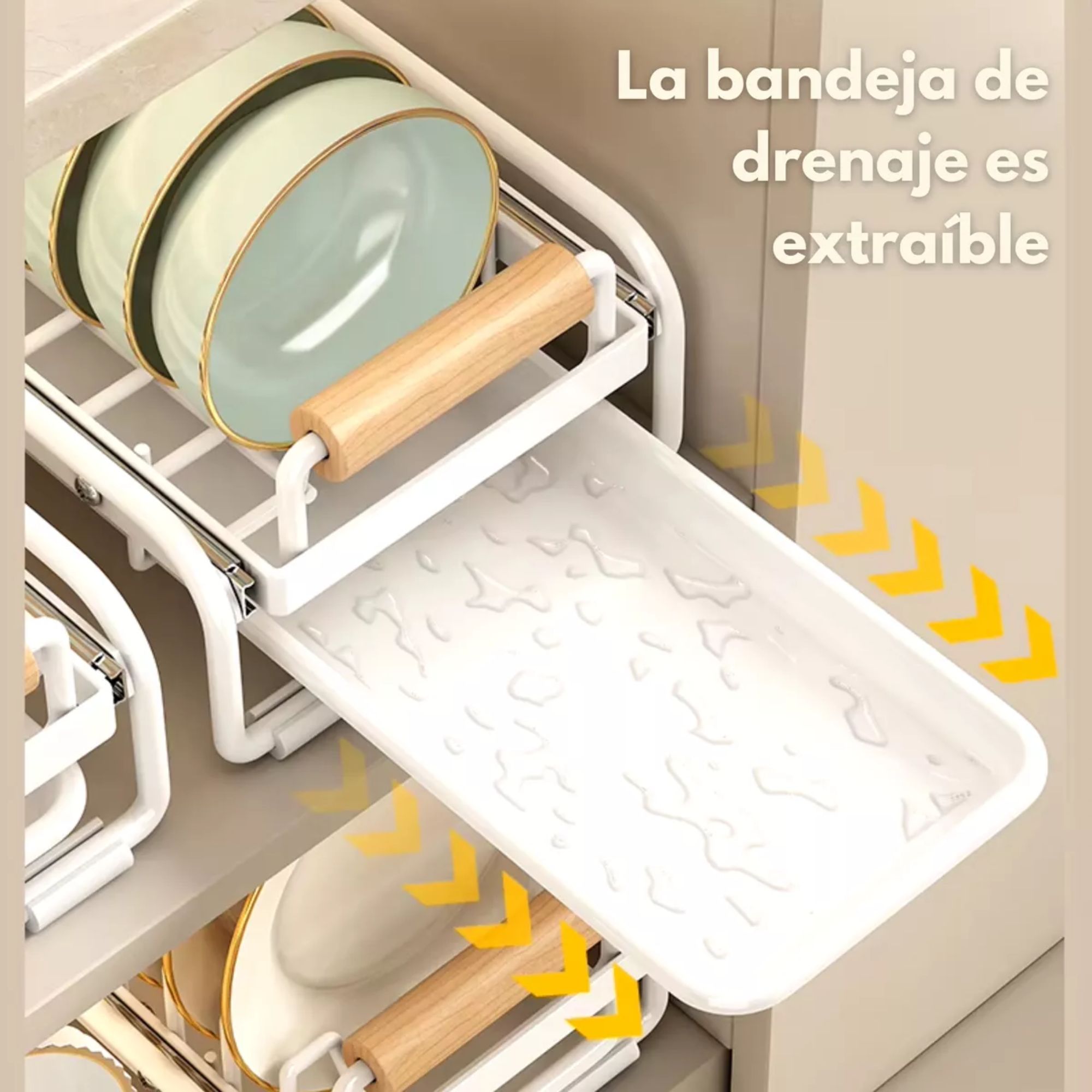 Estante Organizador Rack Deslizable Escurridor Para Cocina para Platos Color Gris