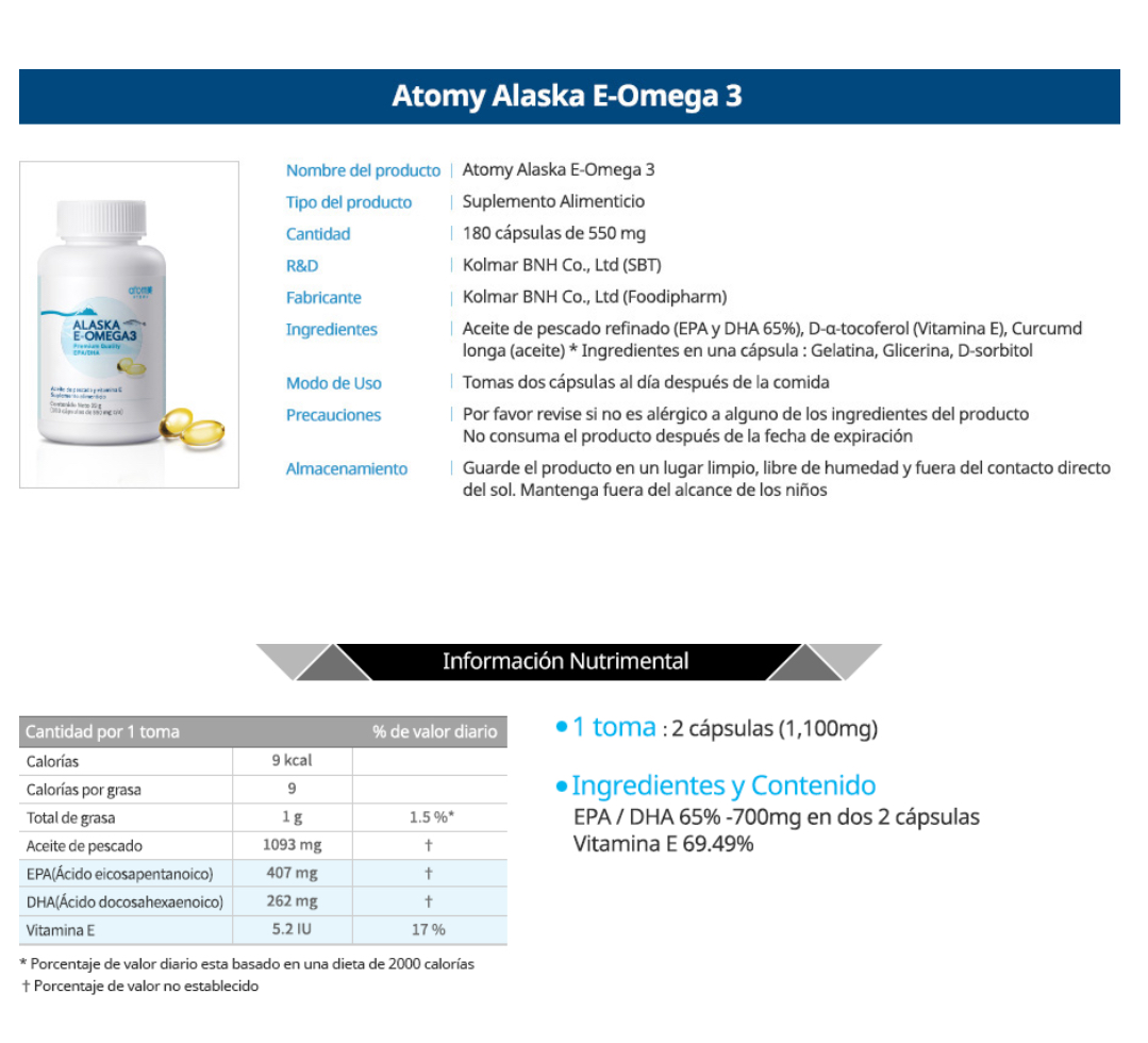 ATOMY ALASKA  OMEGA 3 100% ORIGINAL COREANO