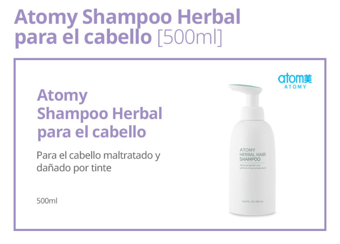 ATOMY SHAMPOO COREANO HERBAL HAIR 100% ORIGINAL COREANO 