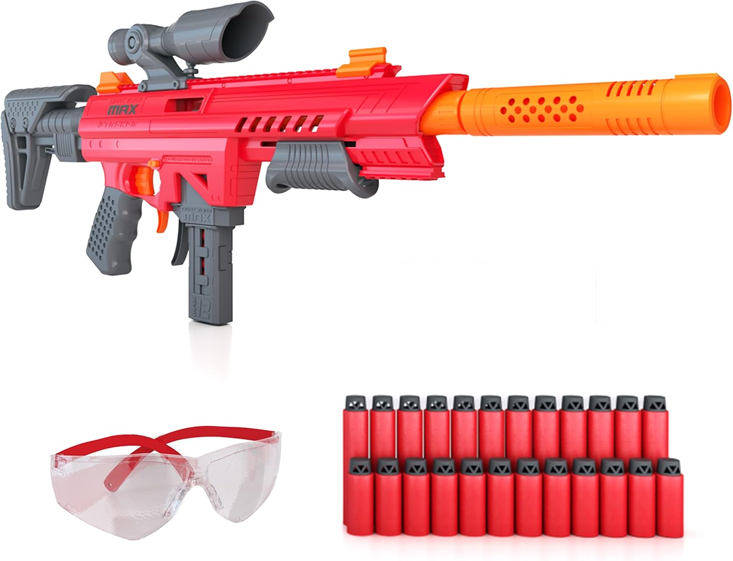 Pistola Lanzador Dart Zone MAX Stryker Ultimate Dart Blaster Rojo