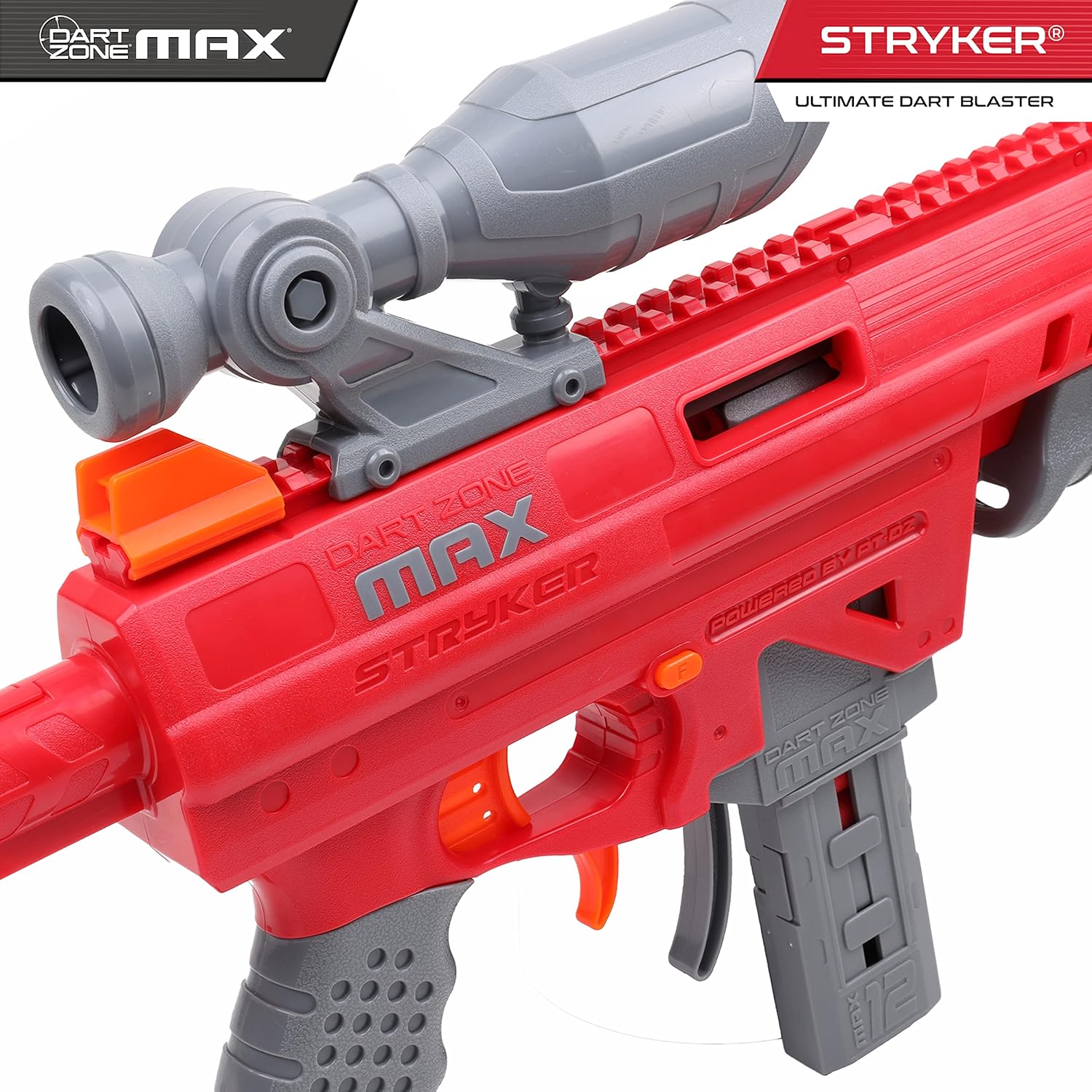 Pistola Lanzador Dart Zone MAX Stryker Ultimate Dart Blaster Rojo