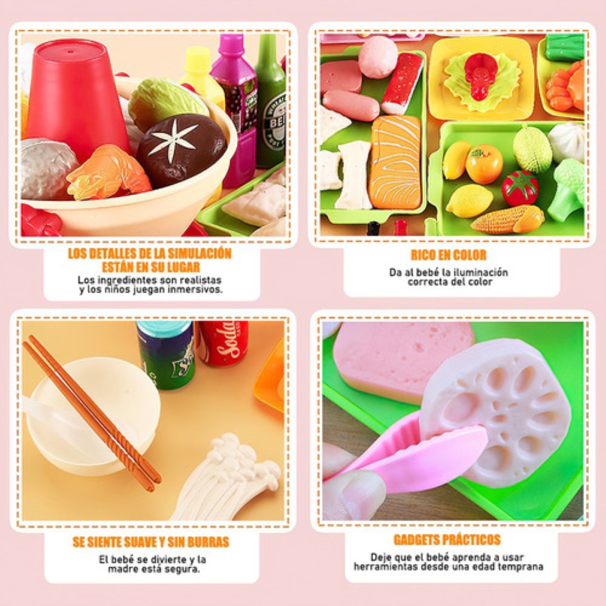 Juguetes Cocina Para Niños, Frutas Y Verduras, Fondue 100pz  AGUA