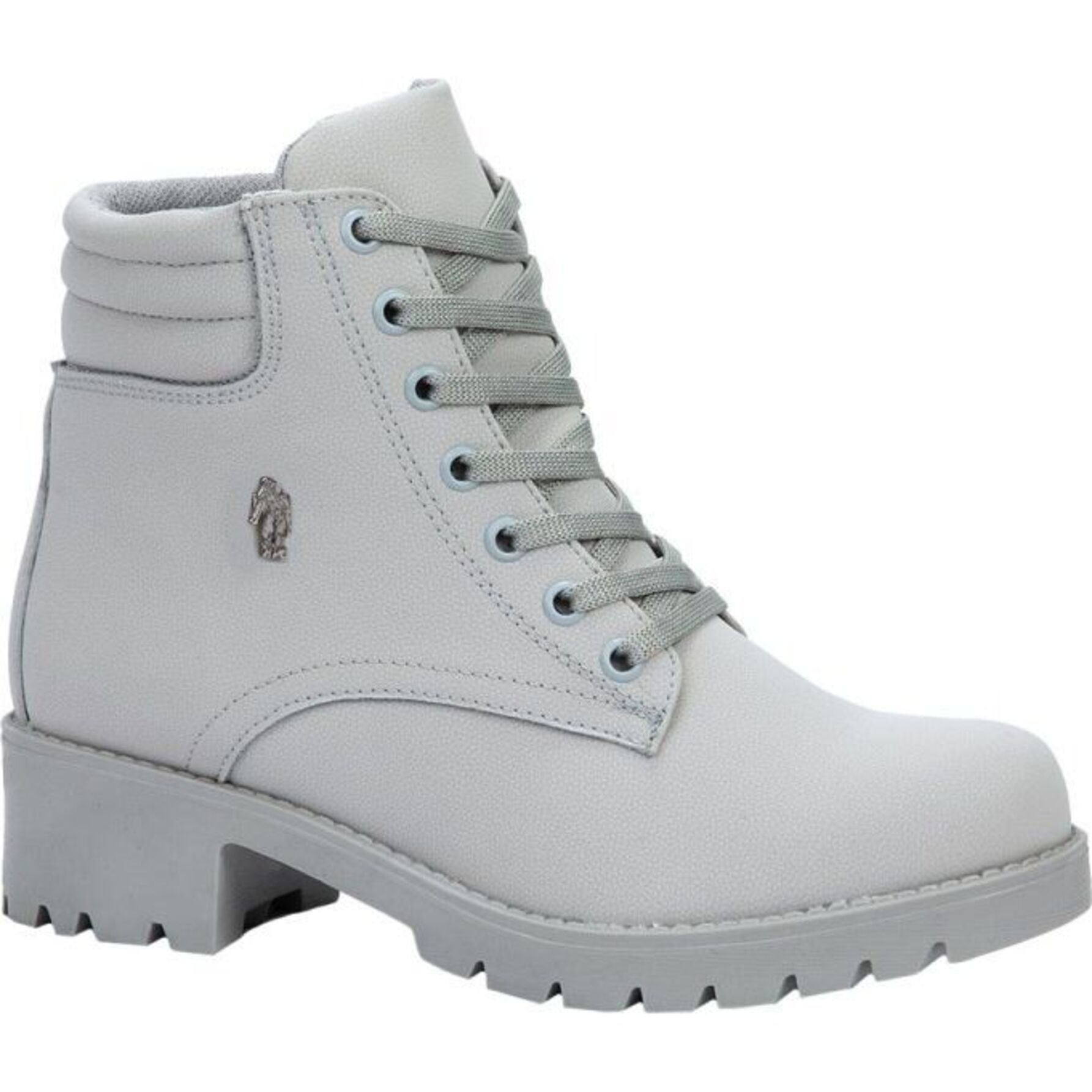 Bota para mujer tipo hiker con acabado nobuck y suela track color gris marca H P C P olo 1056811