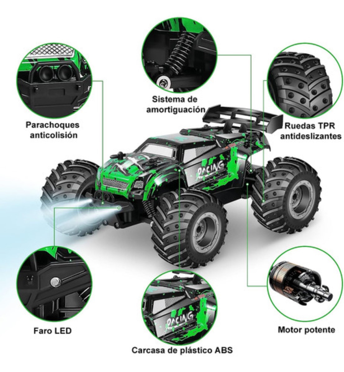 Carros De Control Remoto Todo Terreno 2pilas Recargable 1:18