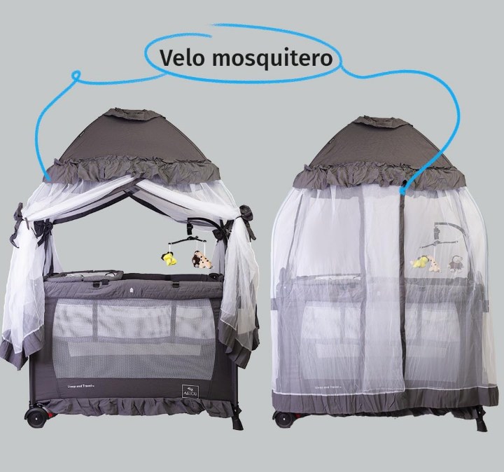 Cuna plegable portátil ajustable 4 modos de uso con mosquitero .