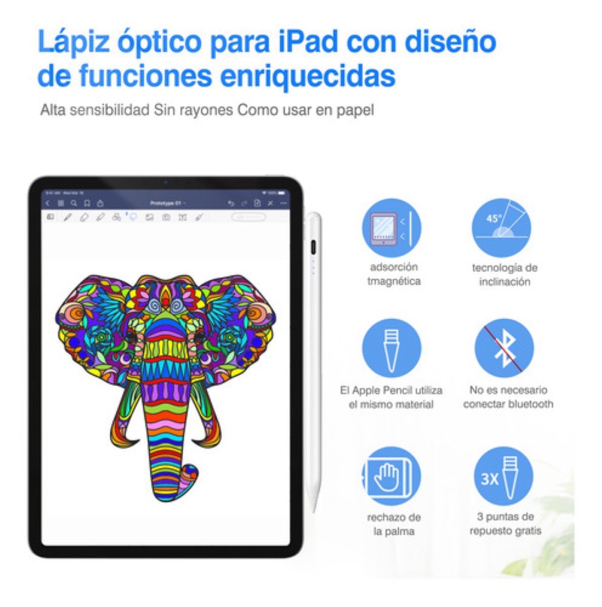 Lápiz iPad Lápiz Óptico Stylus Carga Rápida Con Magnética