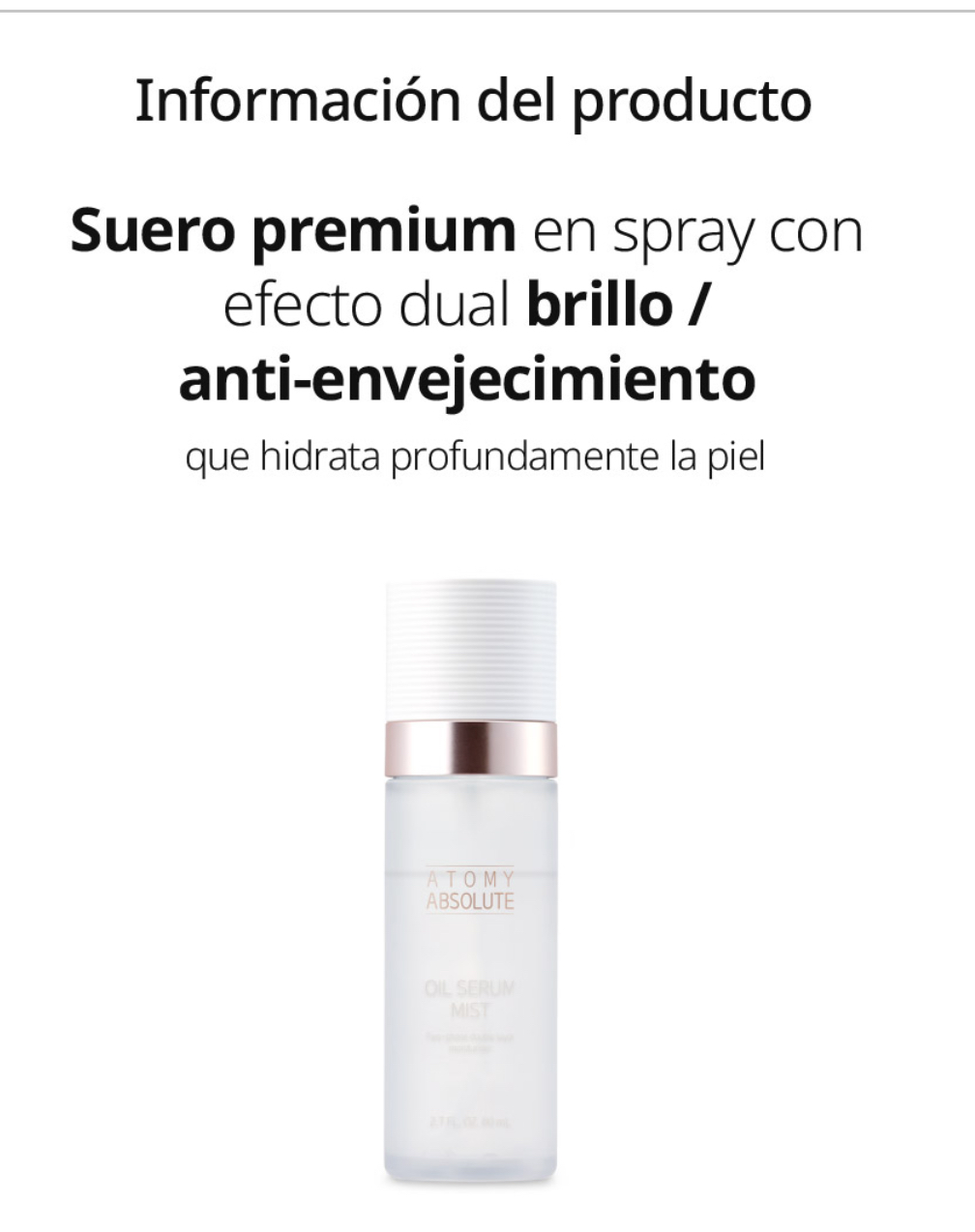 Atomy Absolute Serum Facial en Spray Efecto dual, anti-envejecimiento / brillo 100% ORIGINAL COREANO