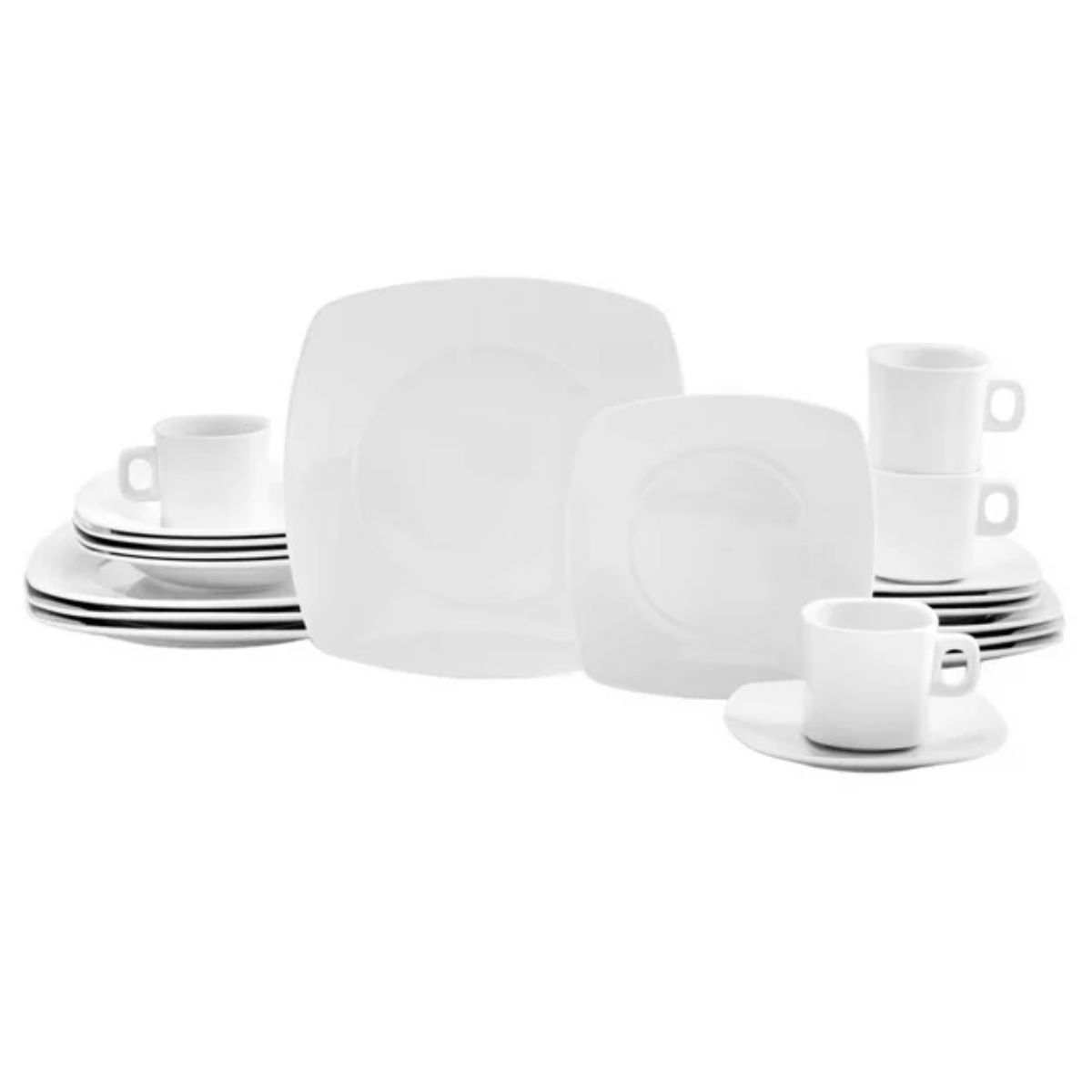 Vajilla Elegante Cuadrada Crown Baccara Klassiker Porcelana  de 20 Piezas