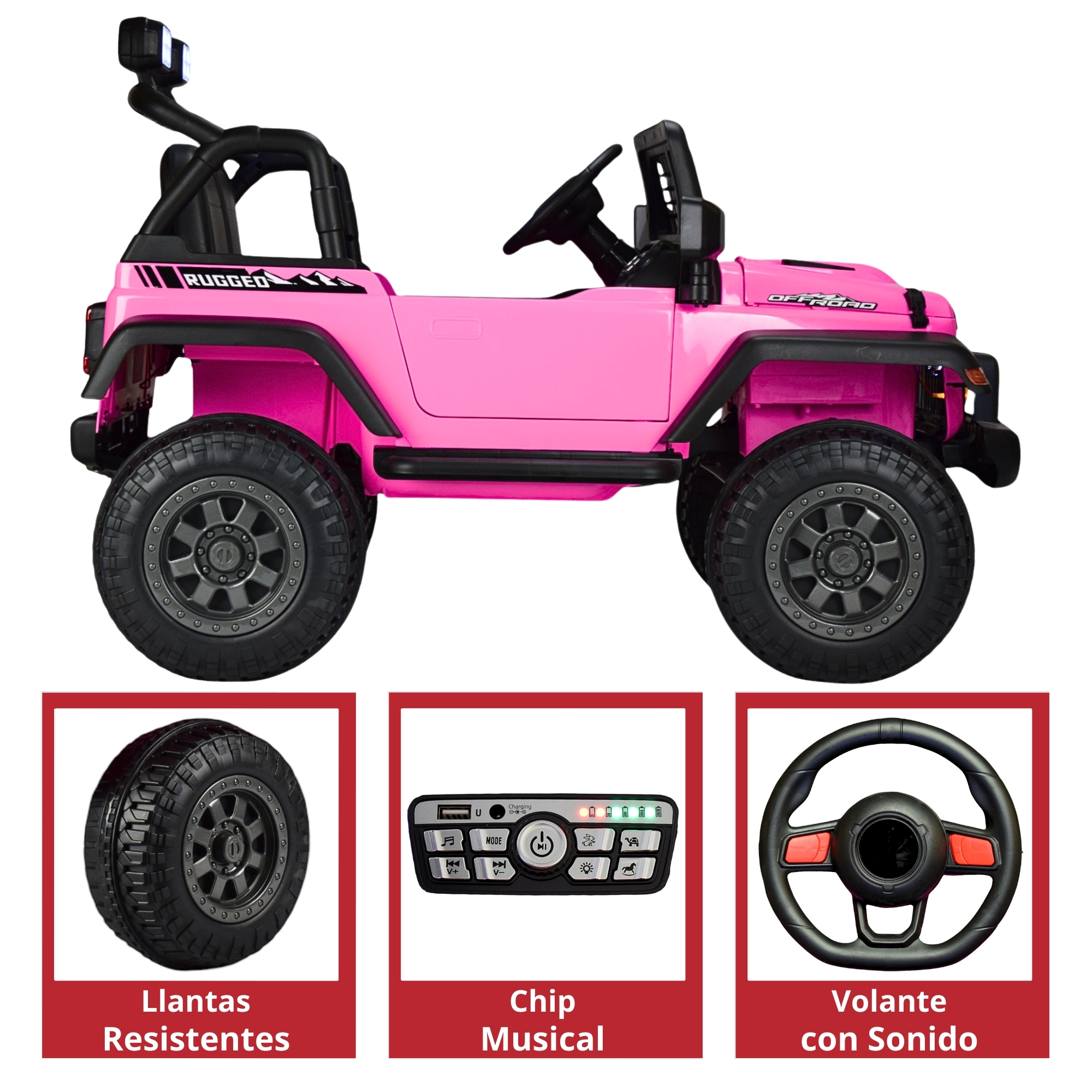 Montable Electrico para Niños Camioneta Control Remoto 12v - ROSA