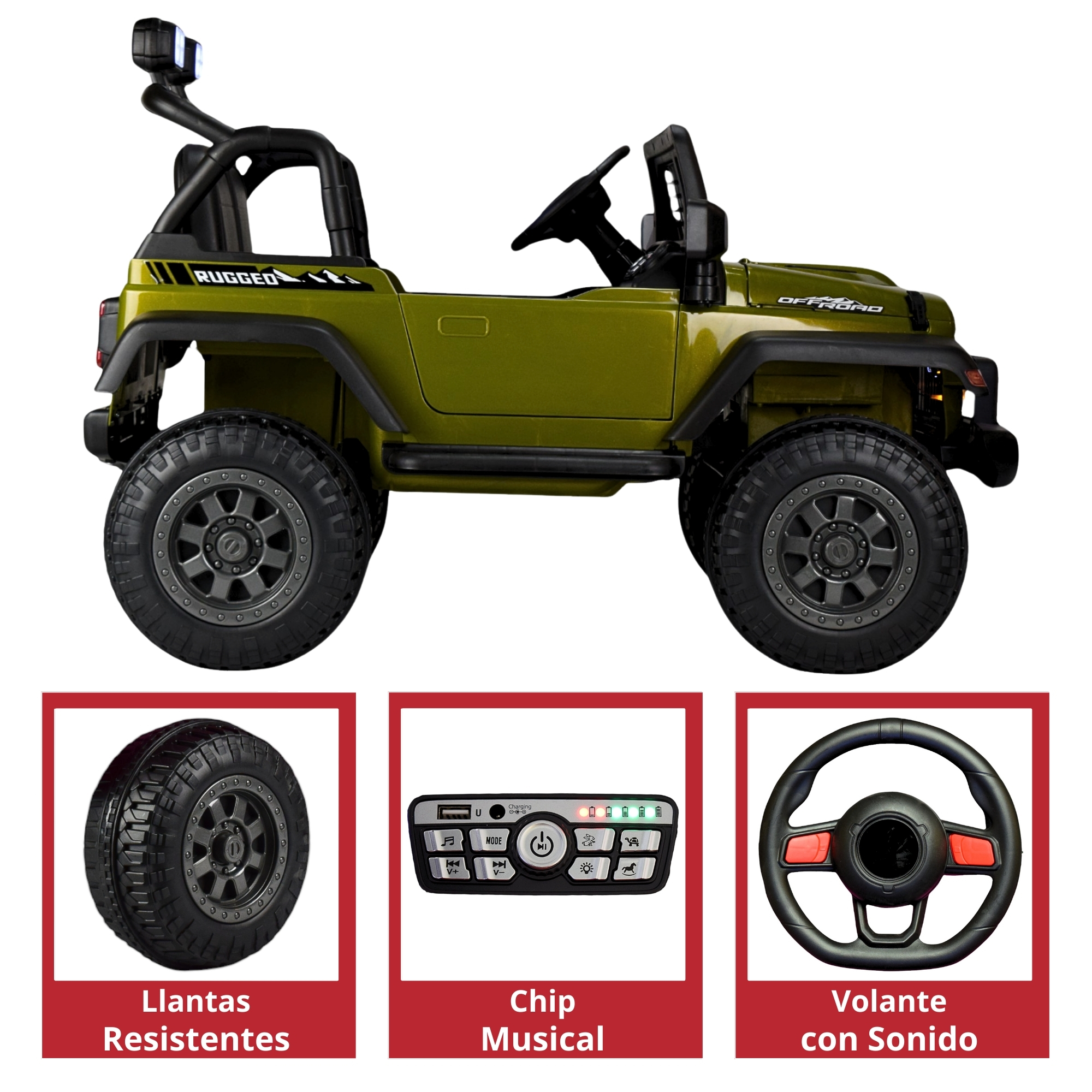 Montable Electrico para Niños Camioneta Control Remoto 12v - VERDE