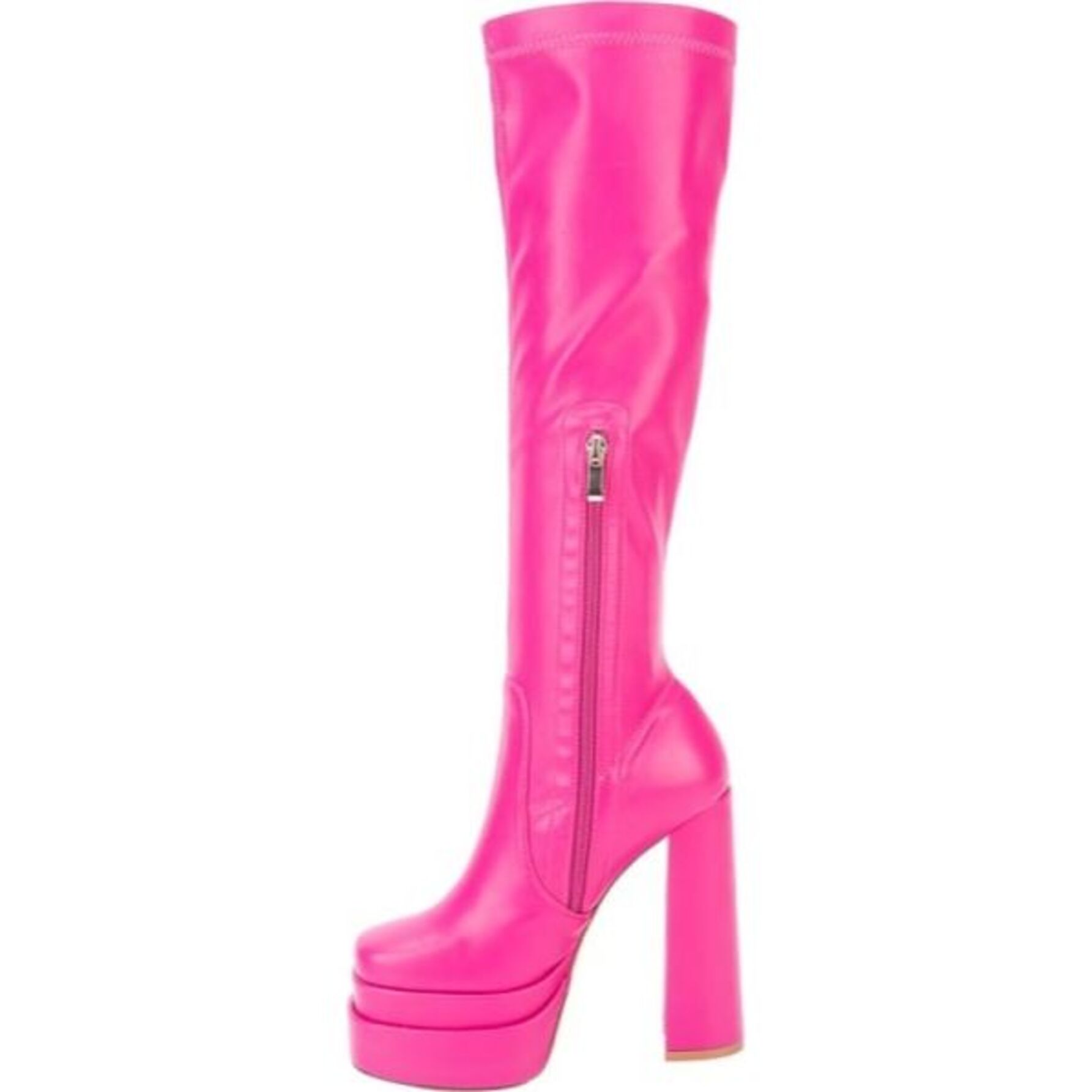 Botas para mujer, larga, tacón alto, acabado napa con efecto piel, a la rodilla, color fiusha, marca Belinda Peregrin 1085483