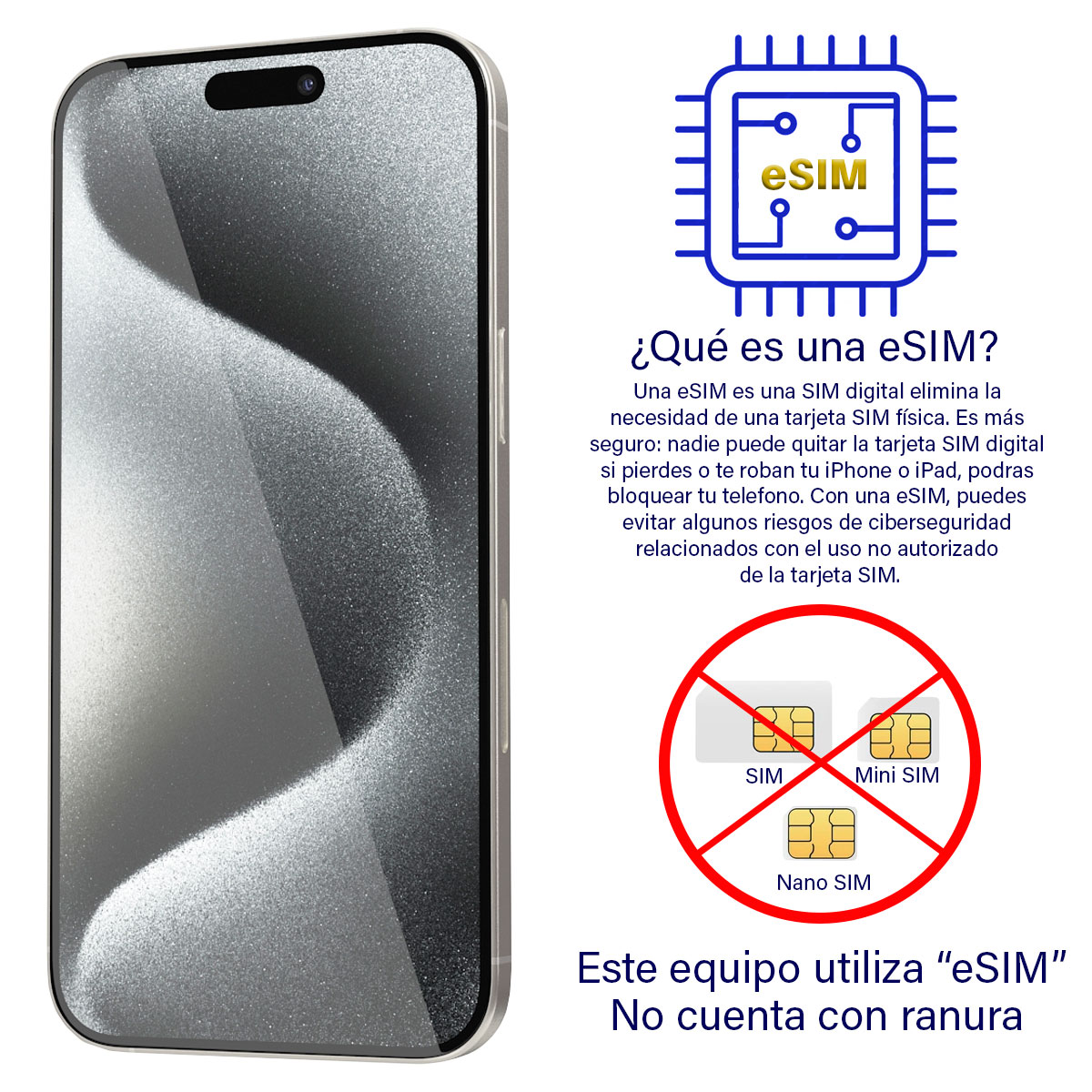 Apple iPhone 15 Pro 128Gb Blanco Titanio Reacondicionado Grado A eSIM