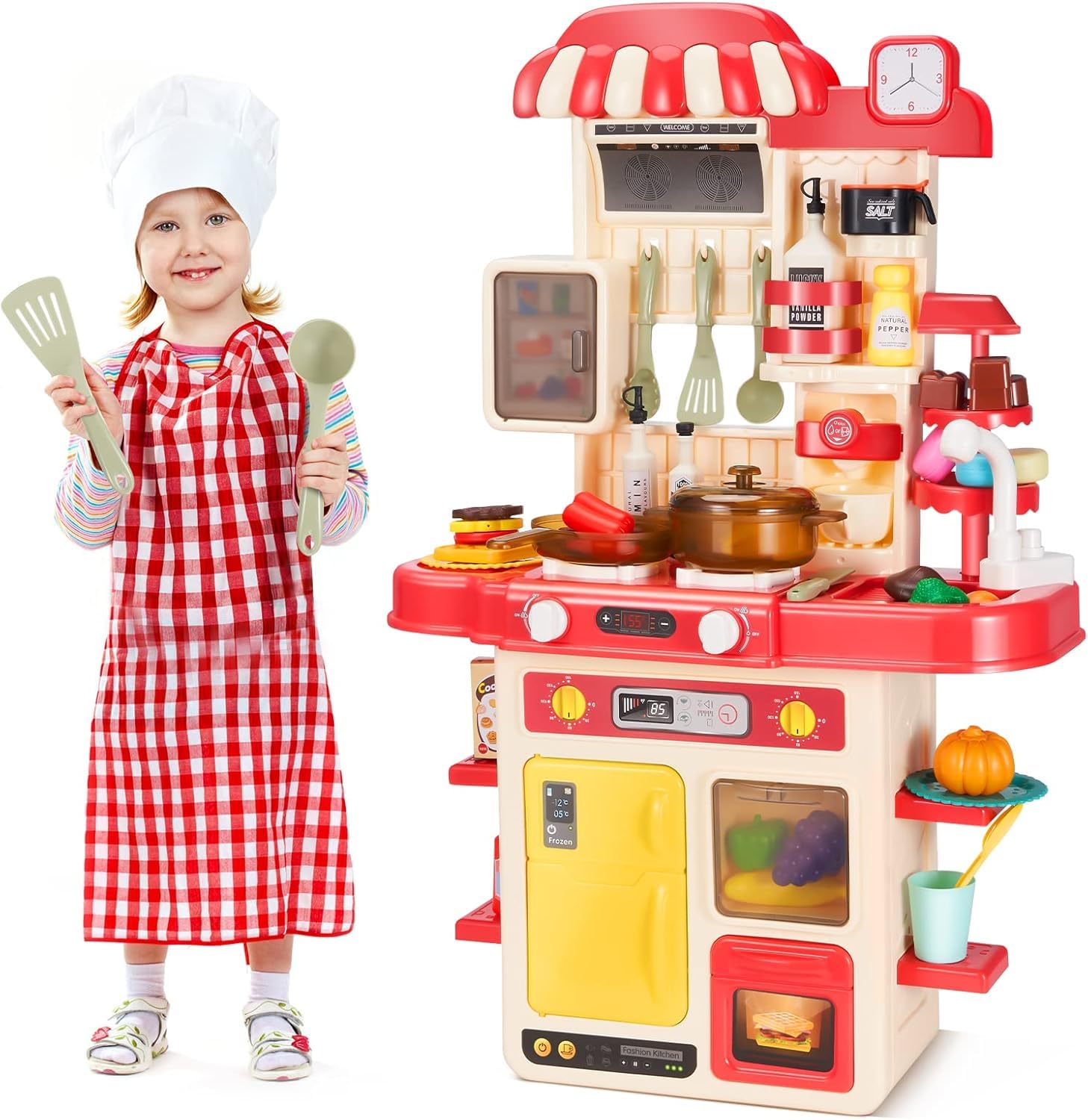 Cocina de Juguete para Niños 48 Piezas,Fregaderos de Juegos con Agua Corriente, Juego De Cocina con Luz Y Sonido Multicolor  Storyland Sh21095773