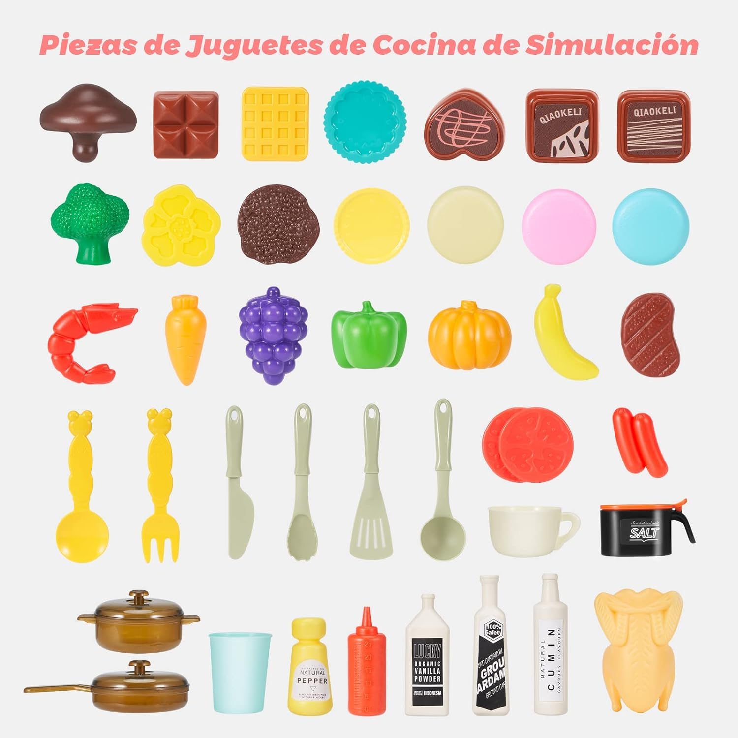 Cocina de Juguete para Niños 48 Piezas,Fregaderos de Juegos con Agua Corriente, Juego De Cocina con Luz Y Sonido Multicolor  Storyland Sh21095773