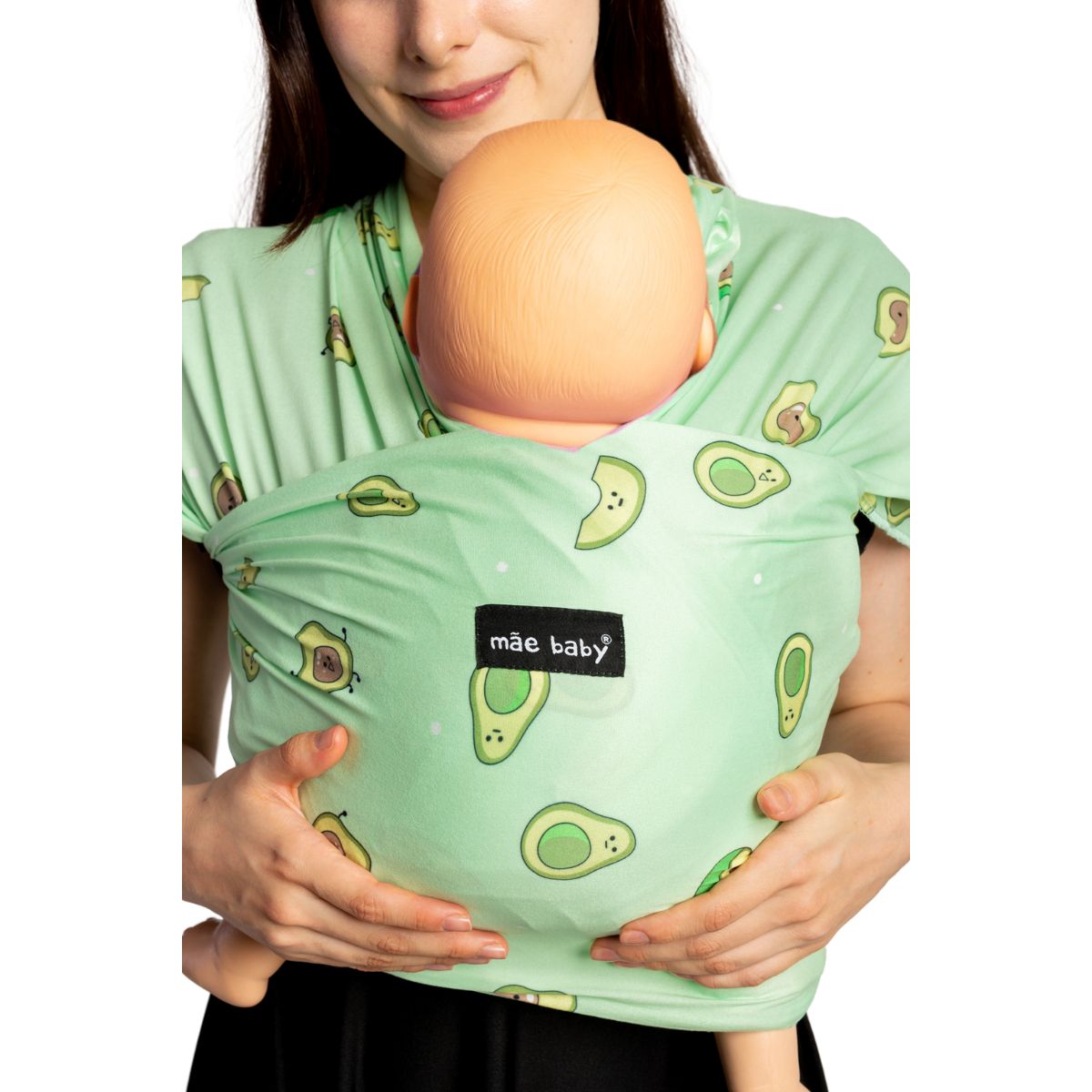 Mãe Baby Fular Ergonómico para Bebé | Portabebé | Fular Elástico Suave | Rebozo para múltiples posiciones | Hasta 10 Kg | Baby Wrap | Color Aguacatitos, 1 Pieza