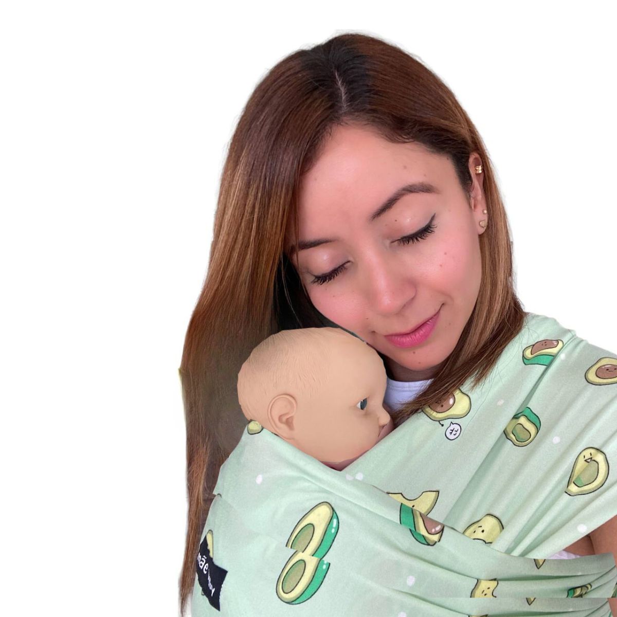 Mãe Baby Fular Ergonómico para Bebé | Portabebé | Fular Elástico Suave | Rebozo para múltiples posiciones | Hasta 10 Kg | Baby Wrap | Color Aguacatitos, 1 Pieza