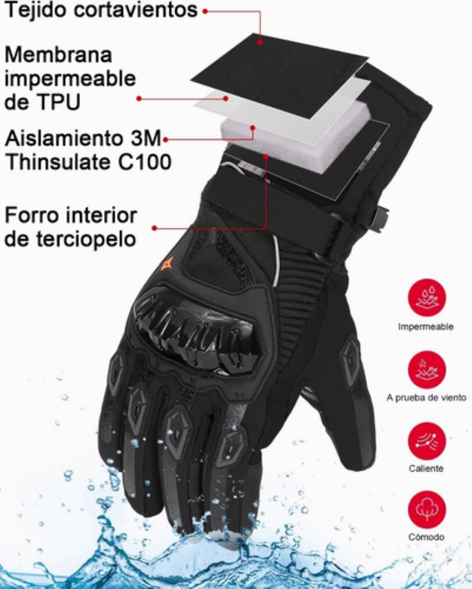 Guantes De Moto Invierno Frio Impermeables Y Térmicos Táctil talla M