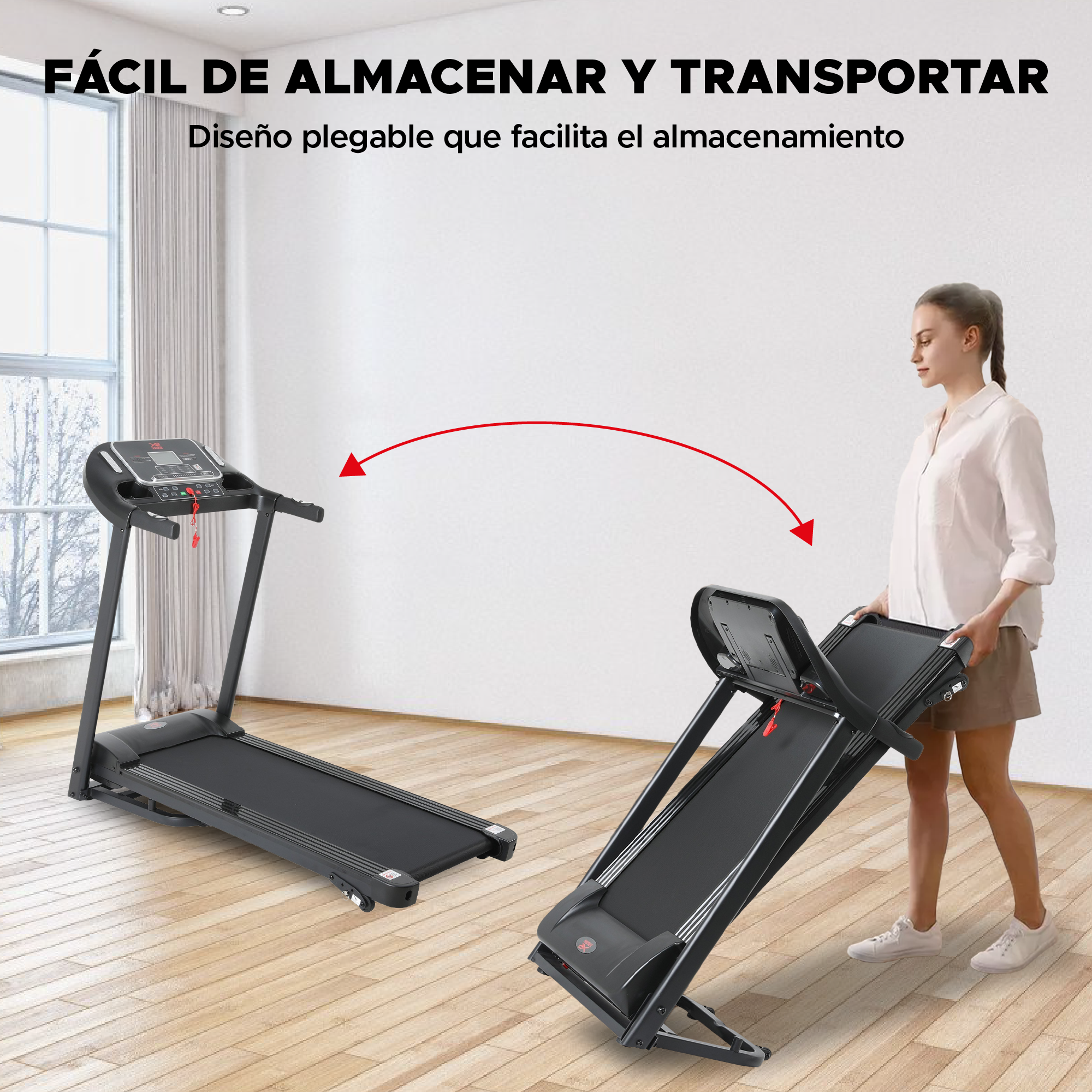 Caminadora X-RUSH Plegable y Compacta con Velocidad Ajustable hasta 14 km/h y Pantalla LCD